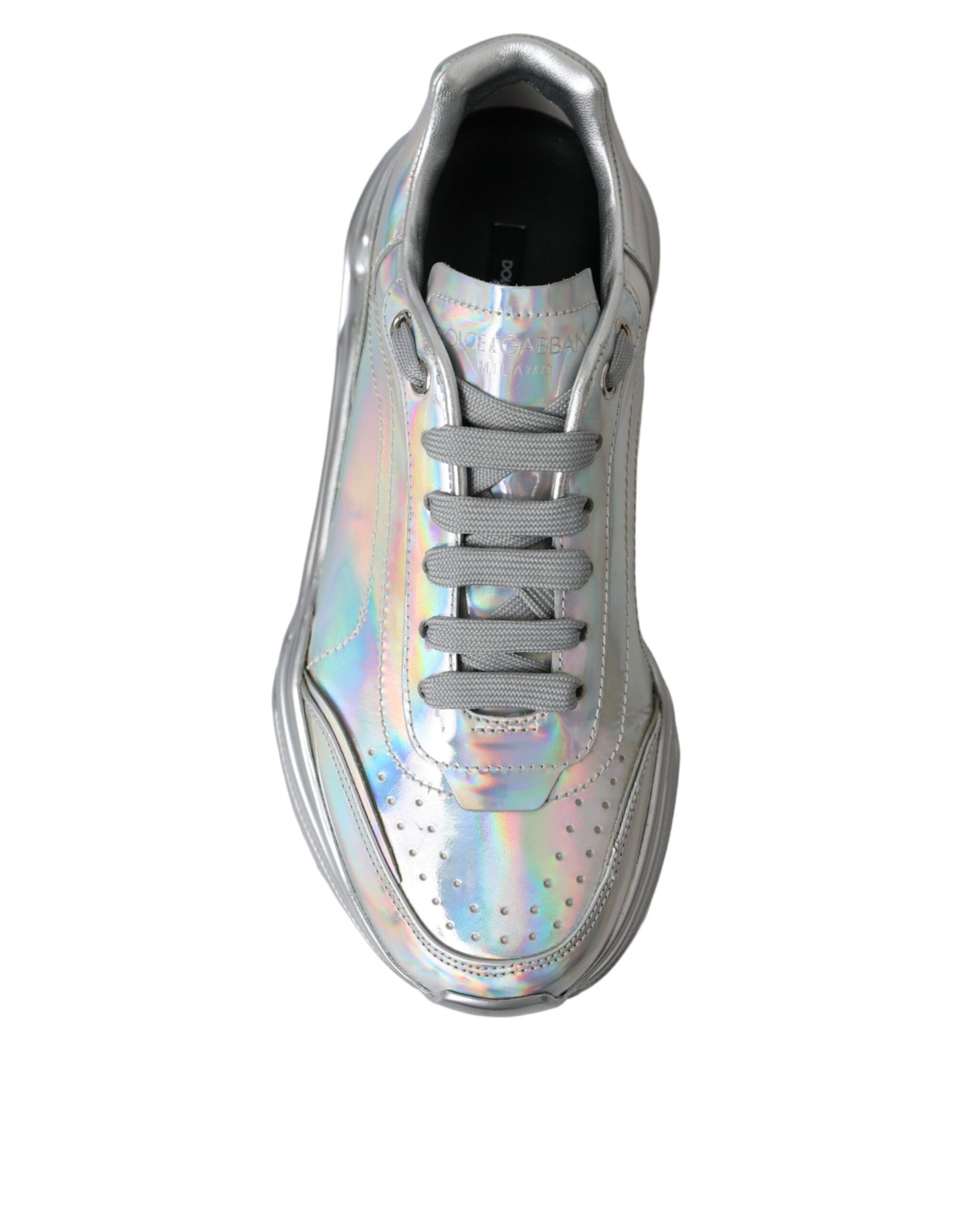 Dolce & Gabbana Zapatos deportivos de cuero DAYMASTER iridiscentes plateados