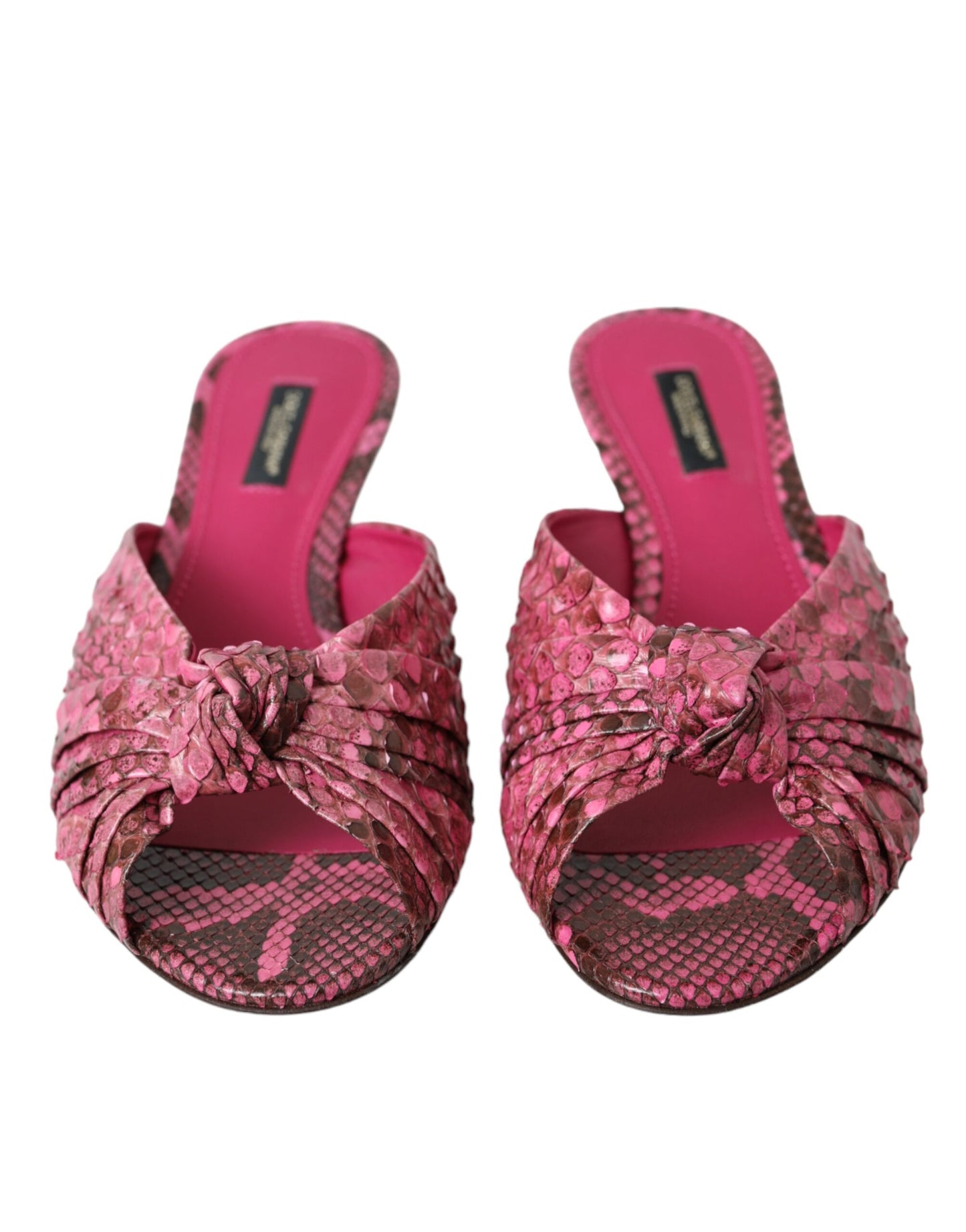 Dolce & Gabbana Zapatos tipo chanclas con tacón tipo gatito de cuero exótico rosa