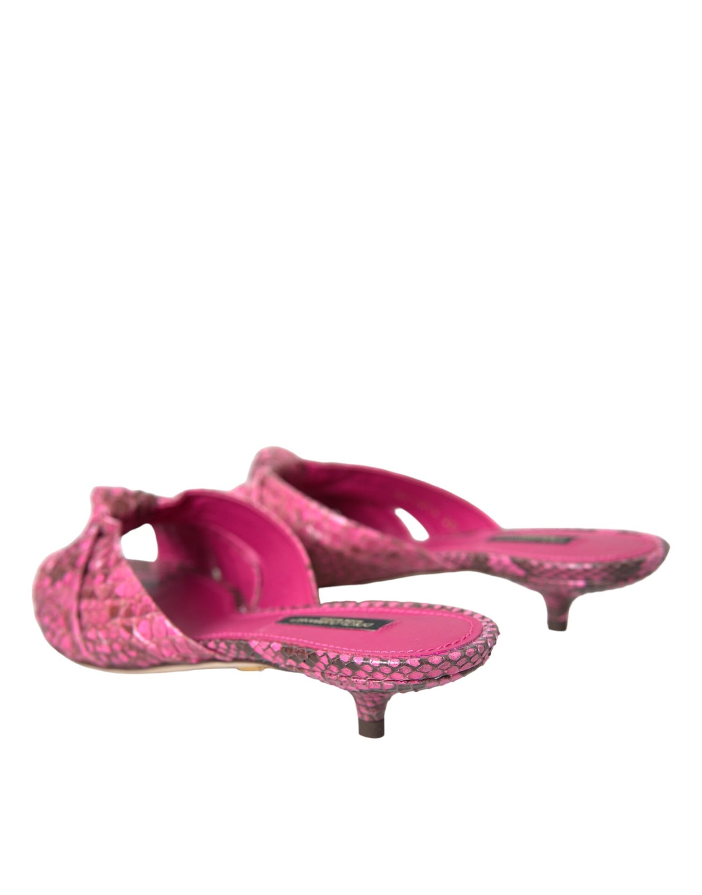 Dolce & Gabbana Zapatos tipo chanclas con tacón tipo gatito de cuero exótico rosa