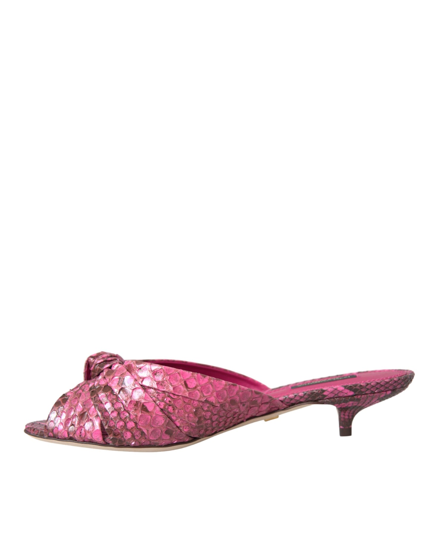 Dolce & Gabbana Zapatos tipo chanclas con tacón tipo gatito de cuero exótico rosa