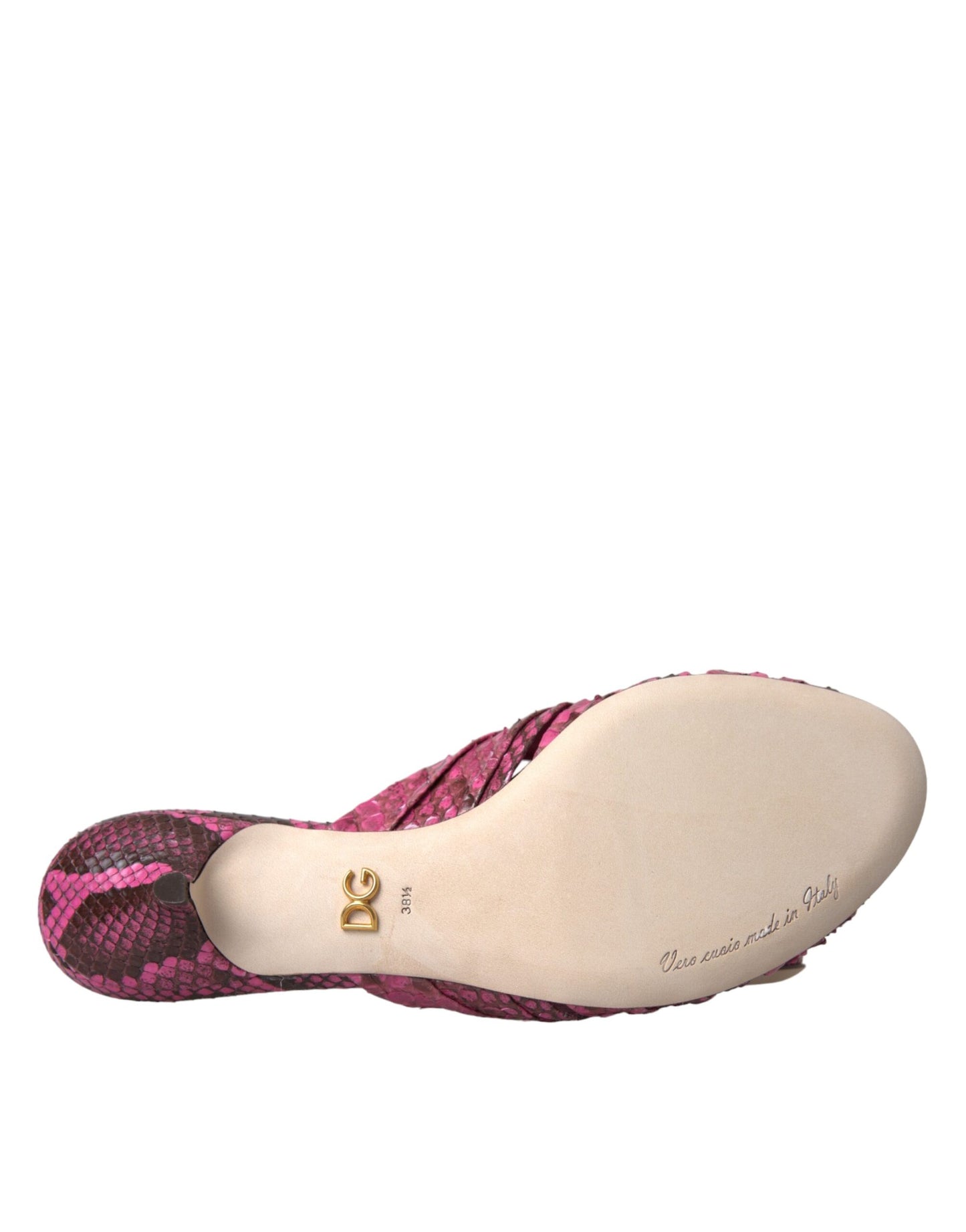 Dolce & Gabbana Zapatos tipo chanclas con tacón tipo gatito de cuero exótico rosa