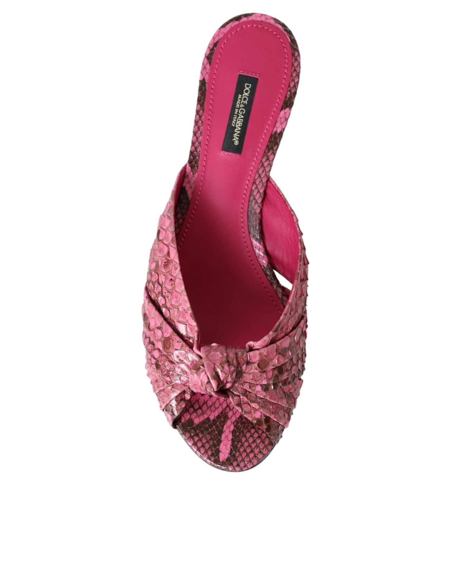 Dolce & Gabbana Zapatos tipo chanclas con tacón tipo gatito de cuero exótico rosa