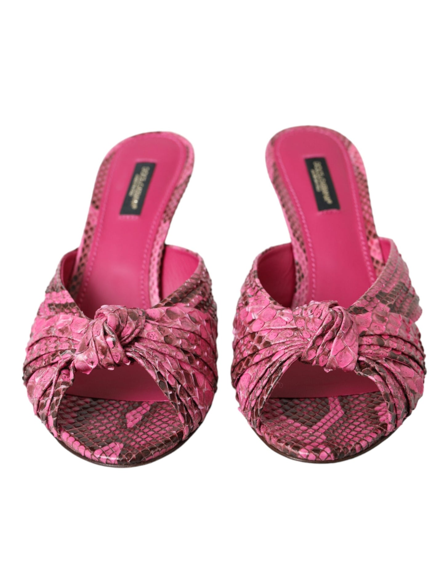 Dolce & Gabbana Zapatos tipo chanclas con tacón tipo gatito de cuero exótico rosa