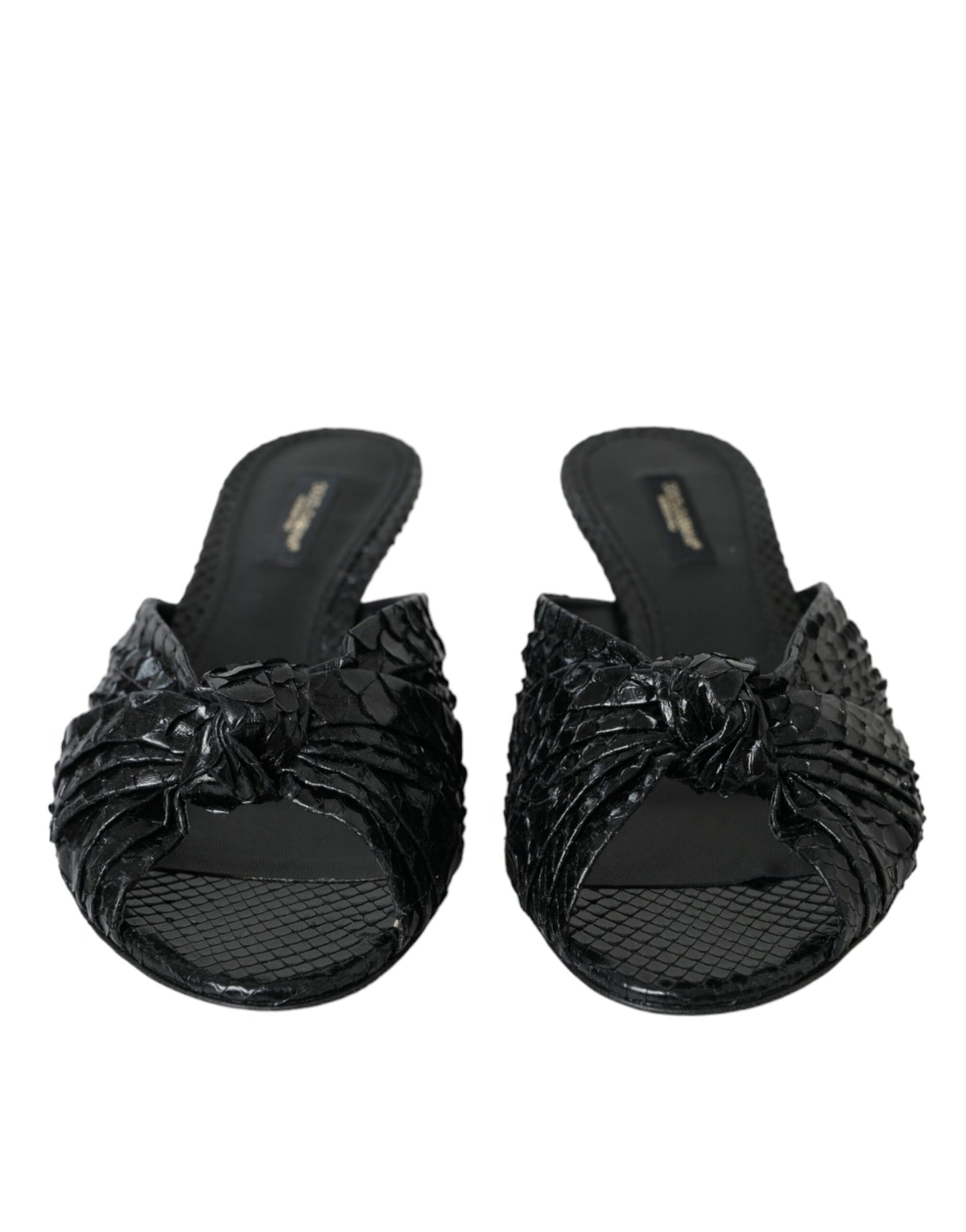 Dolce & Gabbana Zapatos con tacón de cuero exótico negro