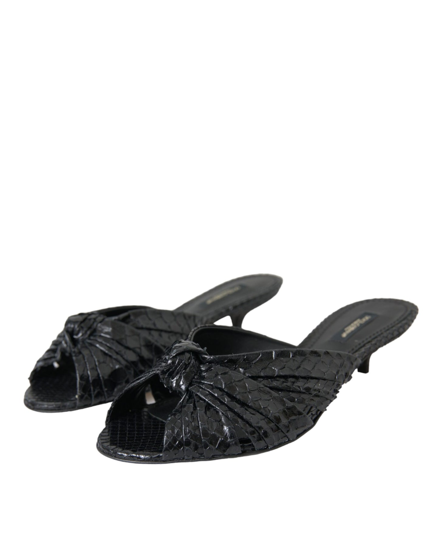 Dolce & Gabbana Zapatos con tacón de cuero exótico negro
