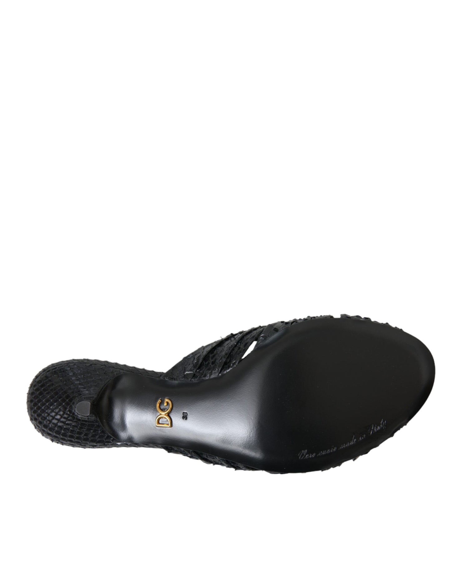 Dolce & Gabbana Zapatos con tacón de cuero exótico negro