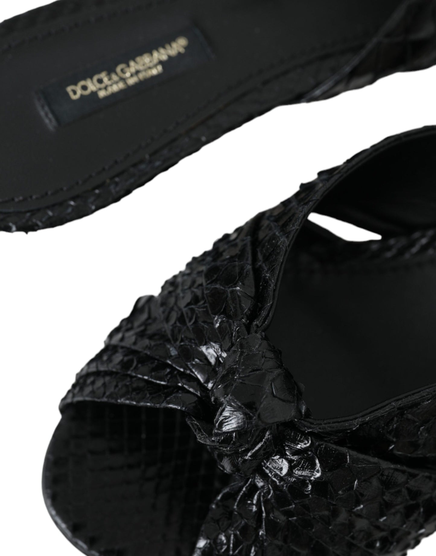 Dolce & Gabbana Zapatos con tacón de cuero exótico negro
