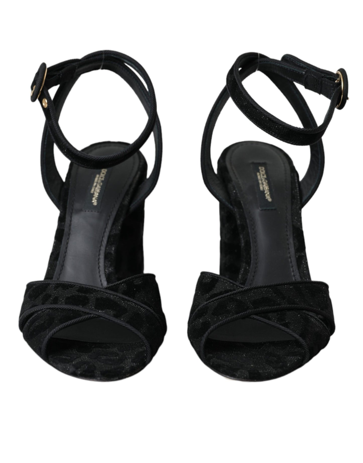 Dolce & Gabbana Zapatos sandalias de tacón de ante de leopardo negro