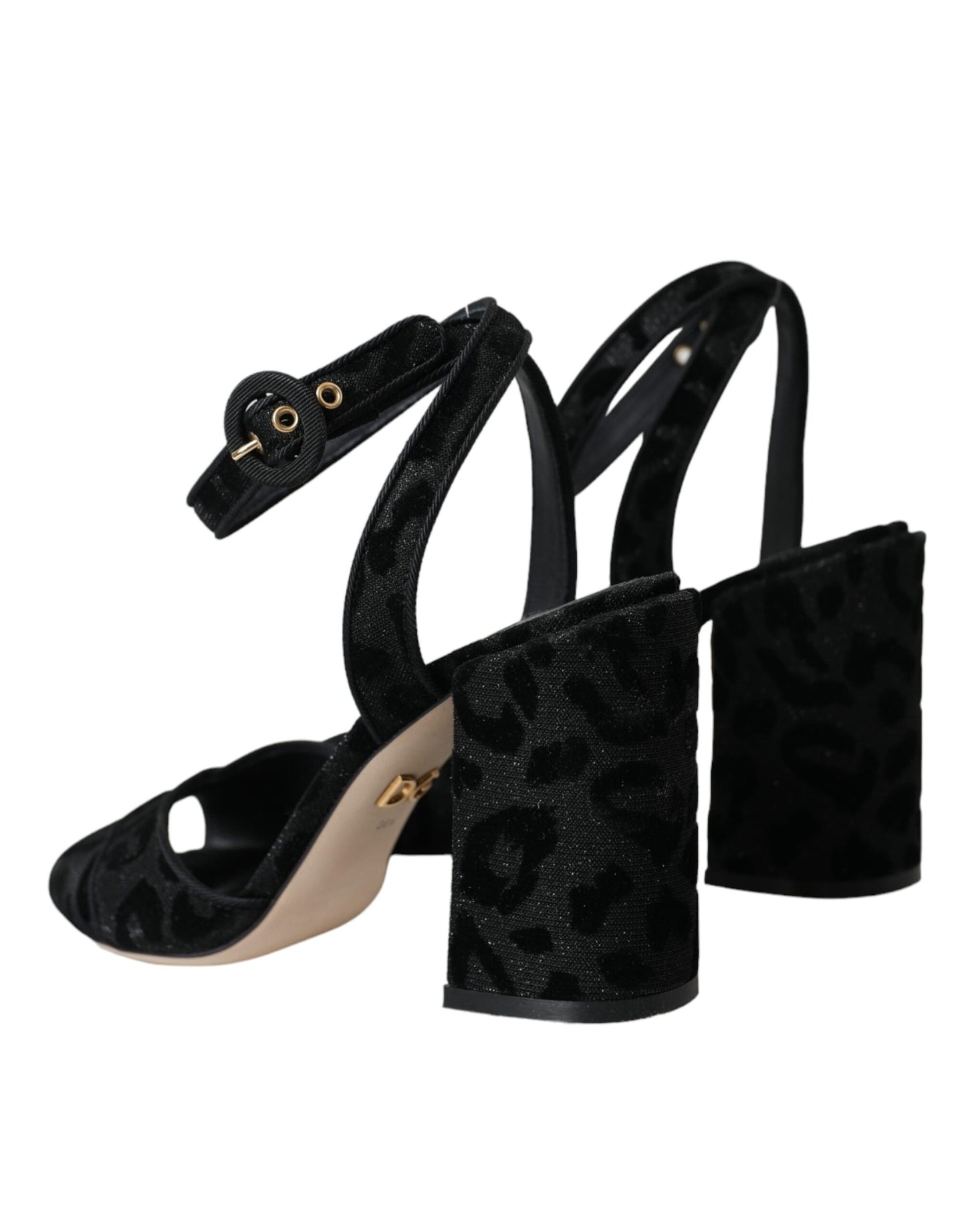 Dolce & Gabbana Zapatos sandalias de tacón de ante de leopardo negro