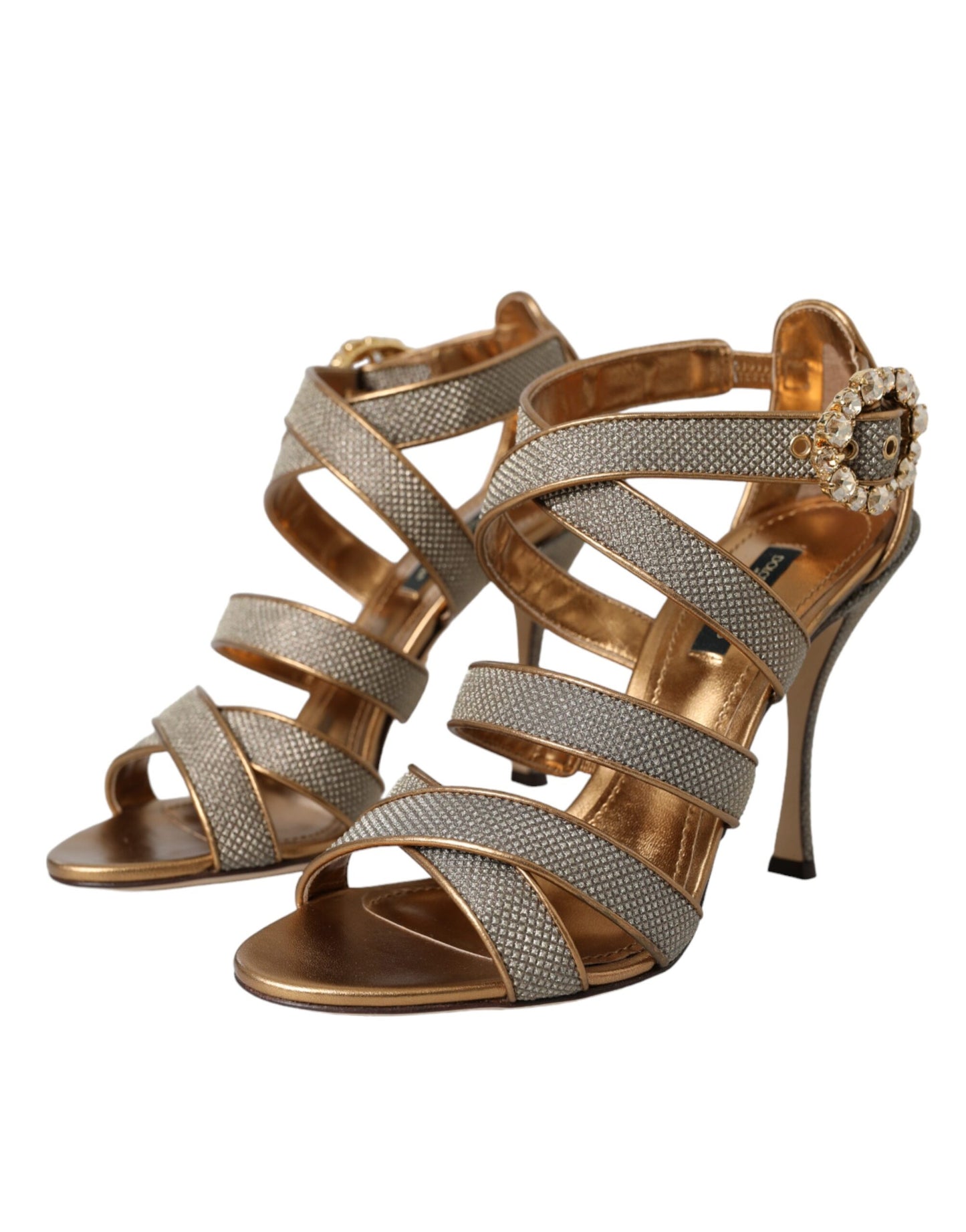 Dolce & Gabbana Zapatos sandalias con tacón con tira de cristal en bronce