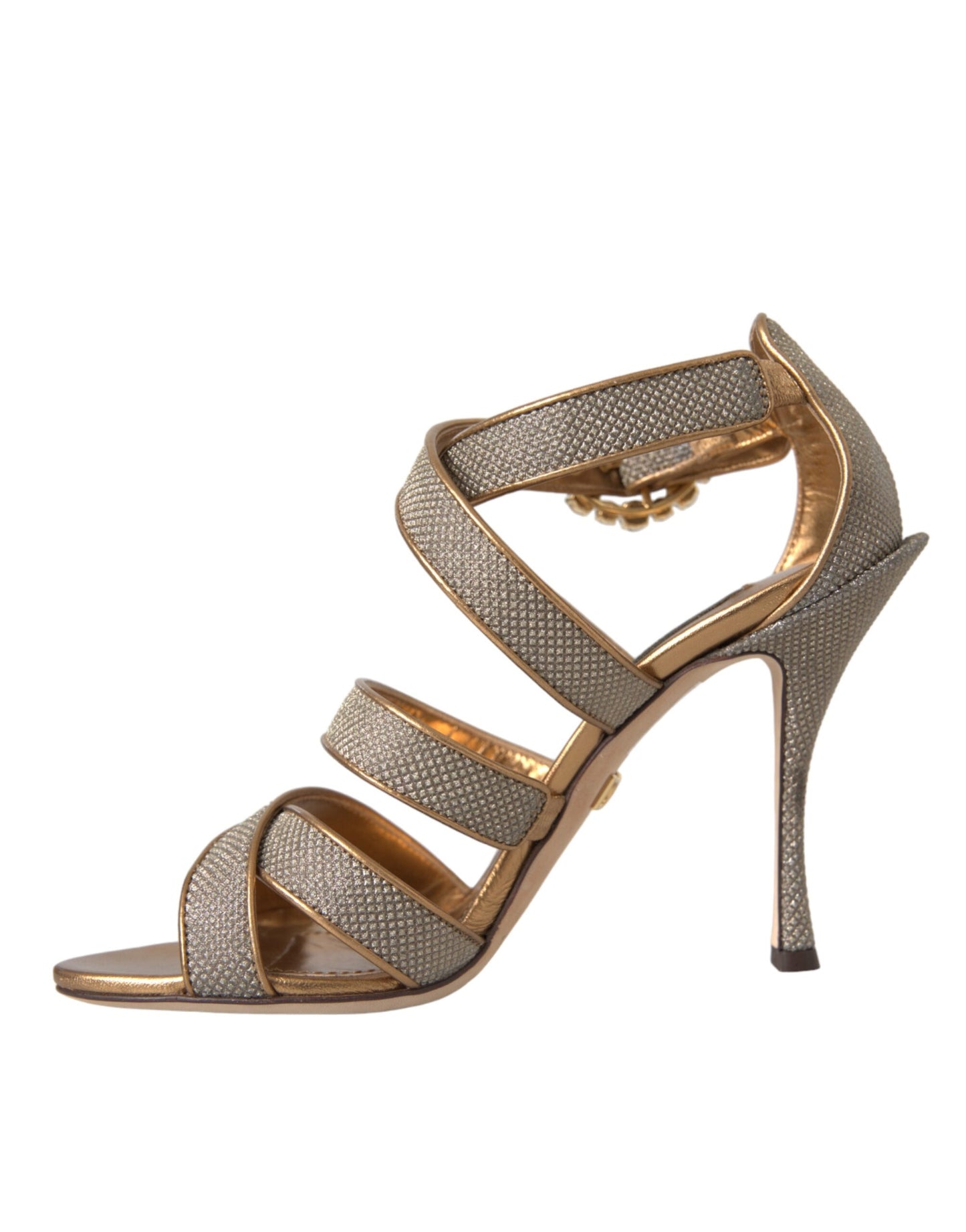 Dolce & Gabbana Zapatos sandalias con tacón con tira de cristal en bronce