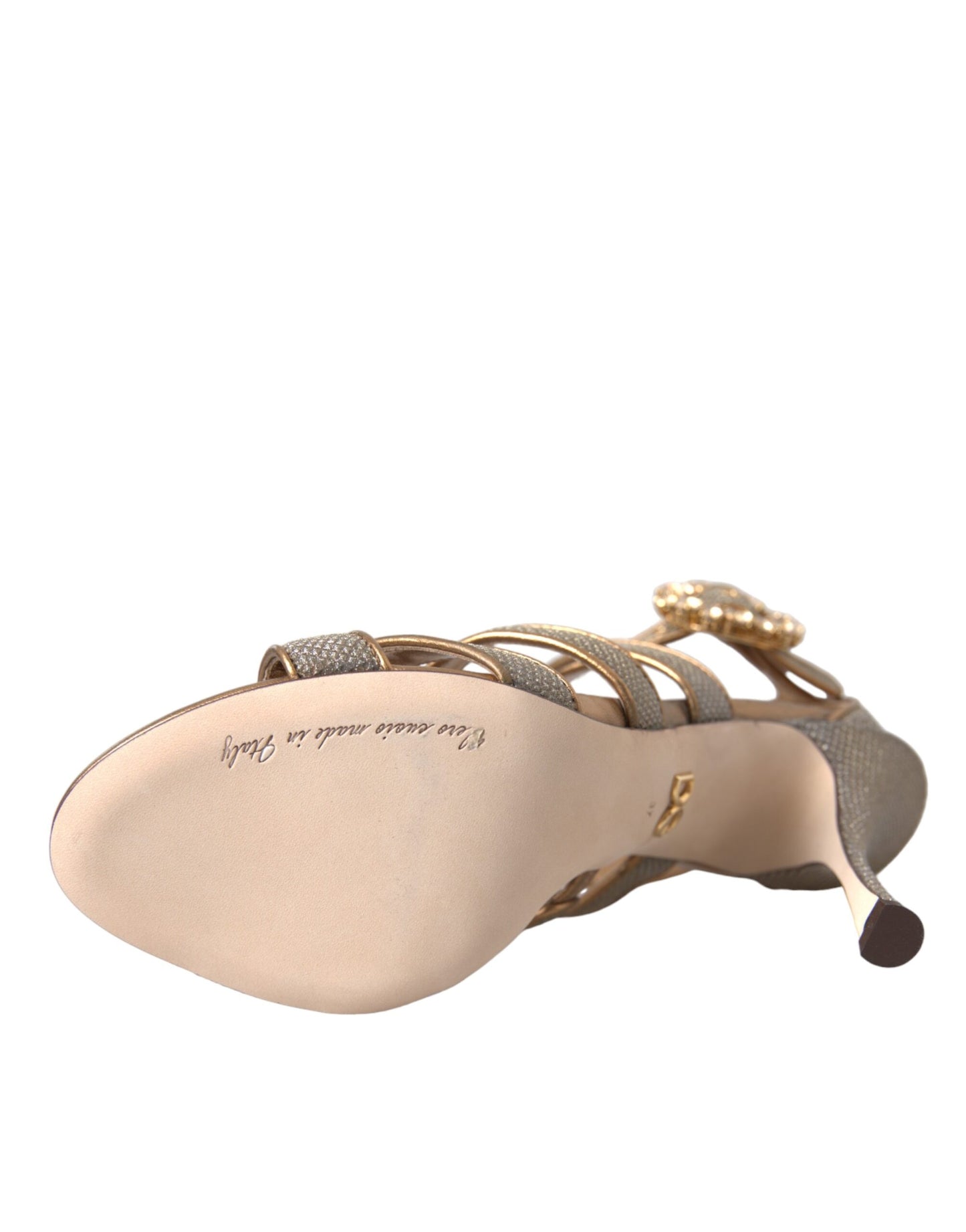 Dolce & Gabbana Zapatos sandalias con tacón con tira de cristal en bronce