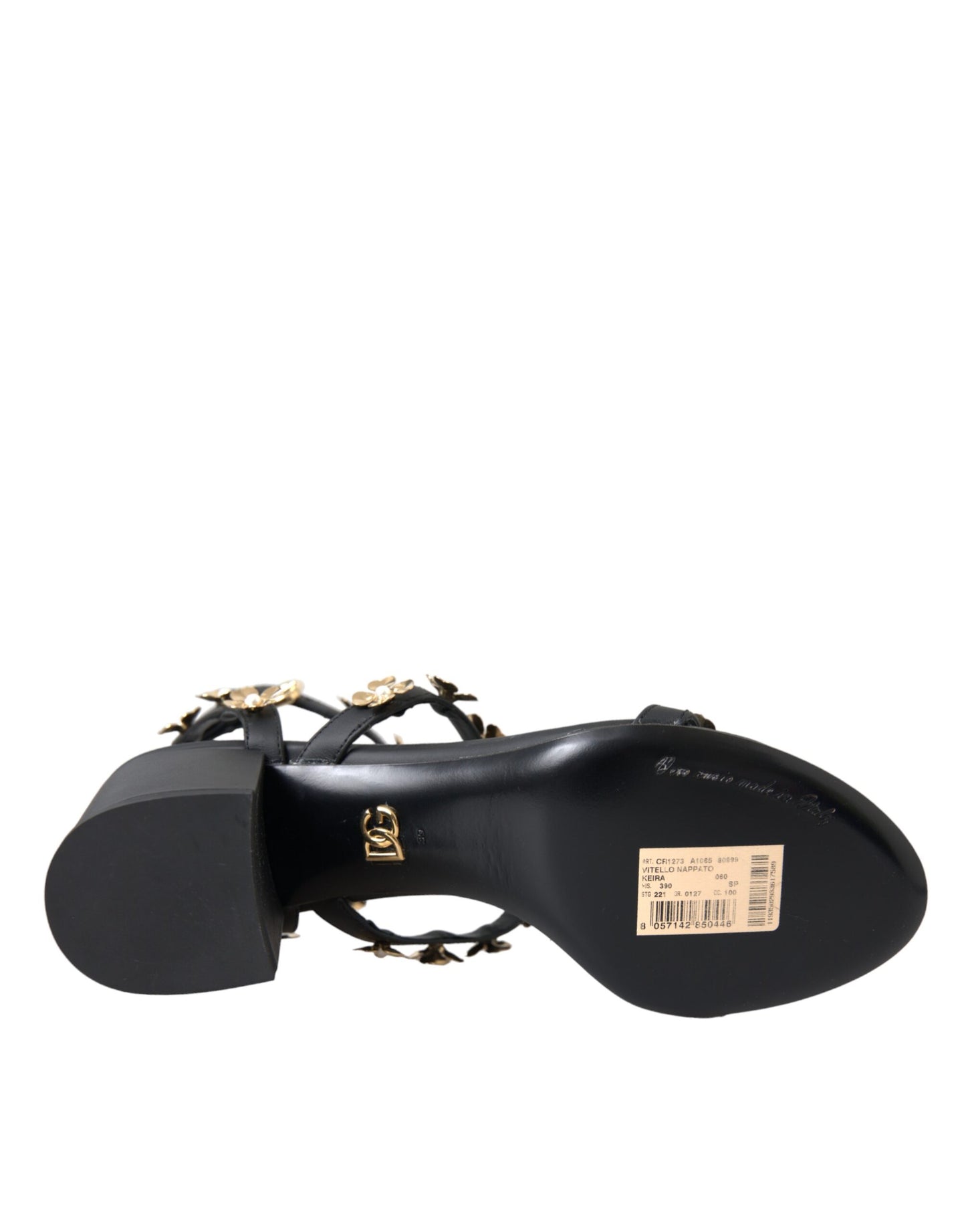 Dolce & Gabbana Zapatos con sandalias de tacón con adornos de cuero negro
