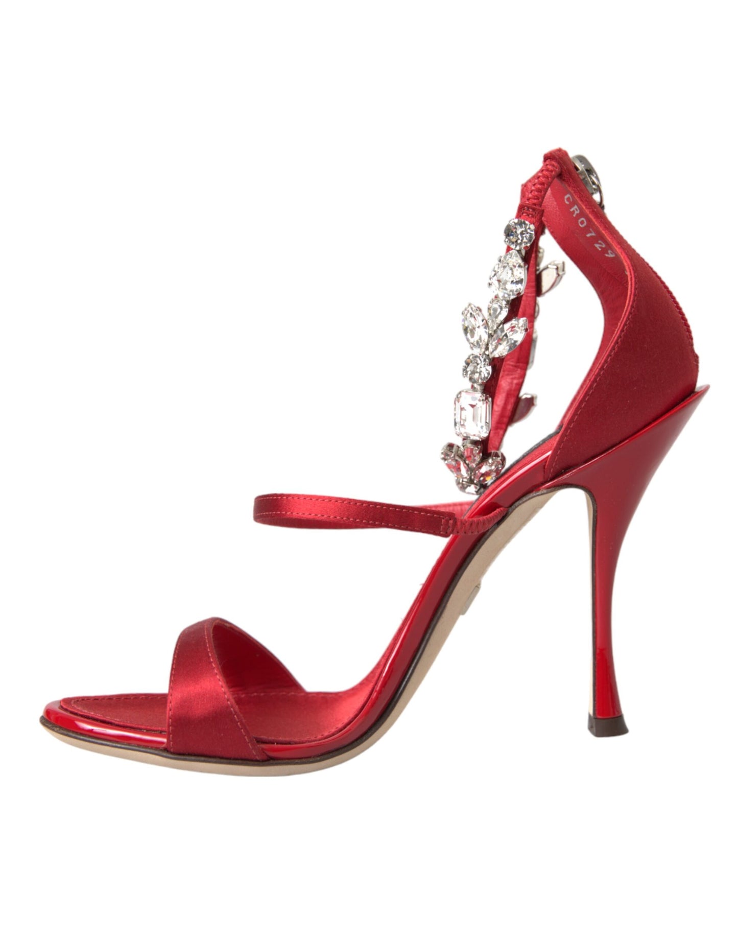 Dolce & Gabbana Rojo Keira Satén Cristales Sandalias Tacones Zapatos