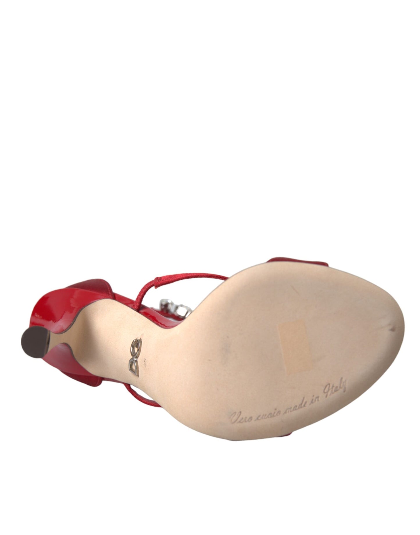 Dolce & Gabbana Rojo Keira Satén Cristales Sandalias Tacones Zapatos