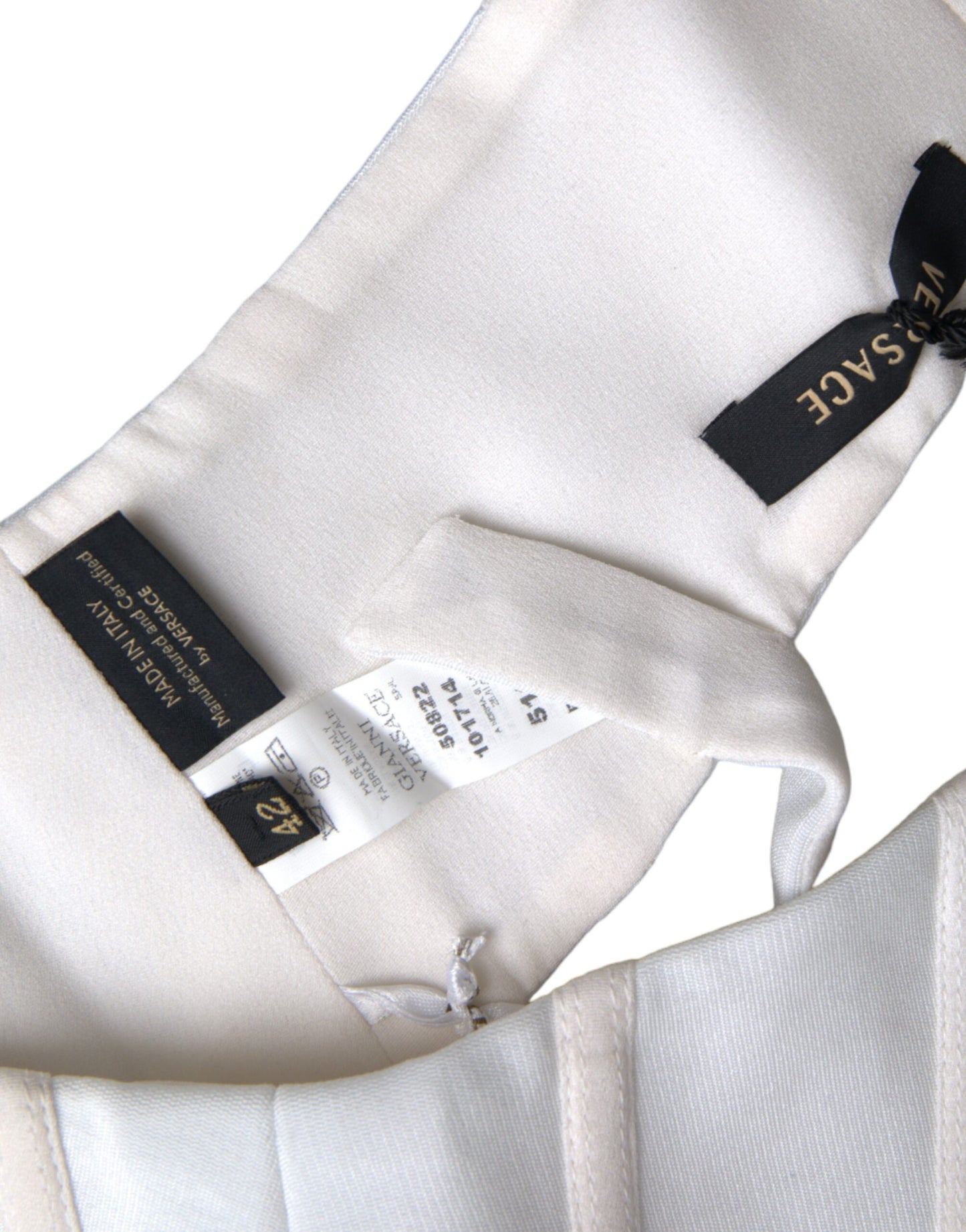 Versace top corto sin mangas de viscosa blanco Bustier