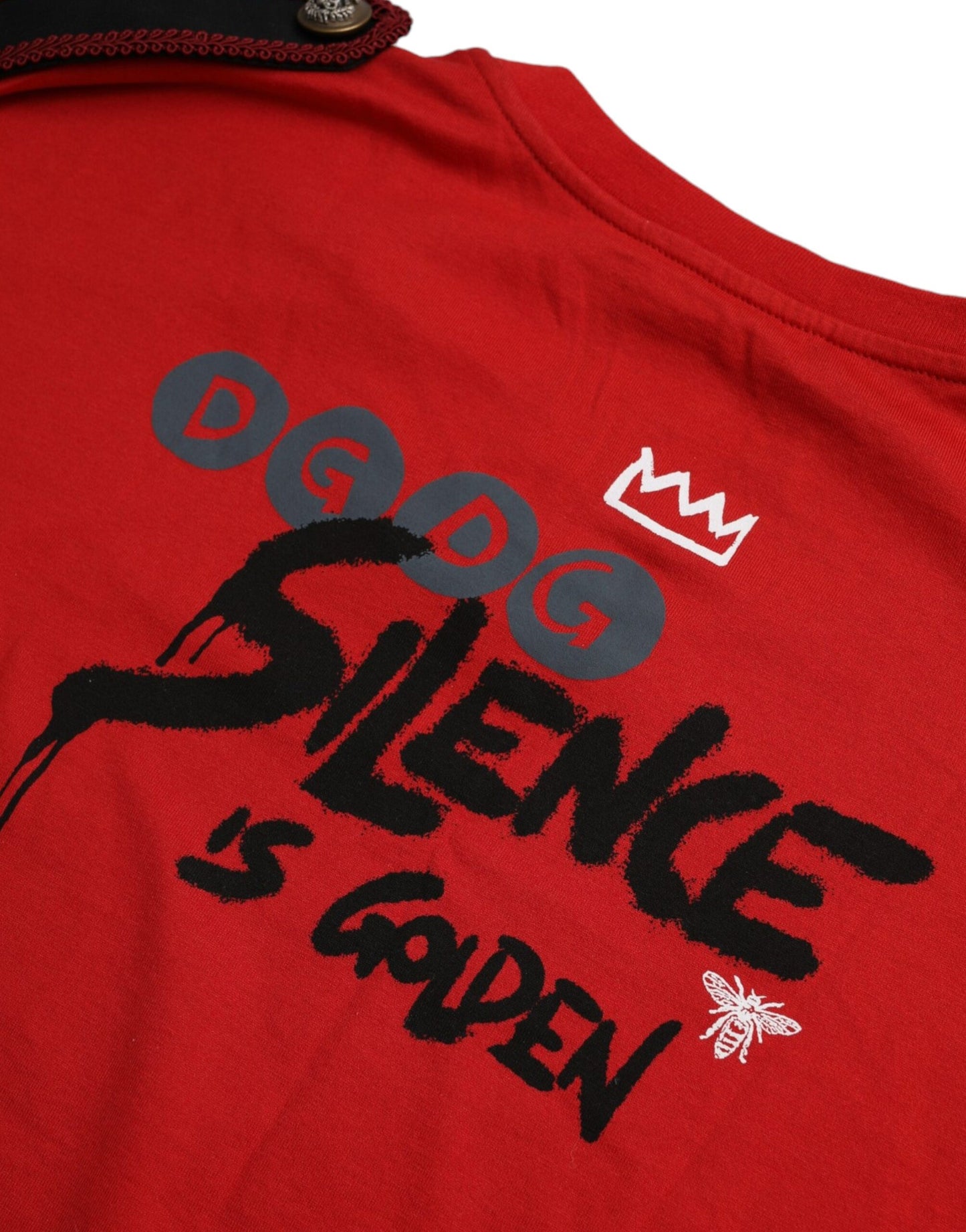 Dolce & Gabbana Camiseta roja con cuello redondo y estampado gráfico de algodón