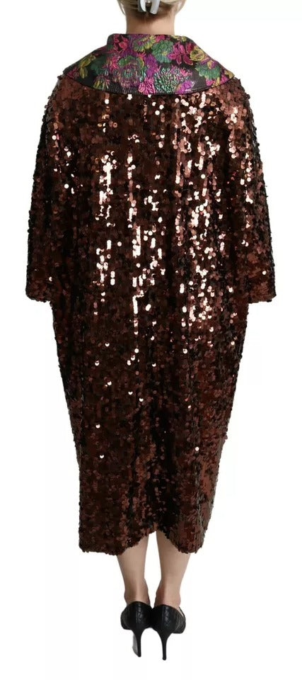 Dolce & Gabbana Abrigo largo con lentejuelas multicolor Chaqueta jaquard
