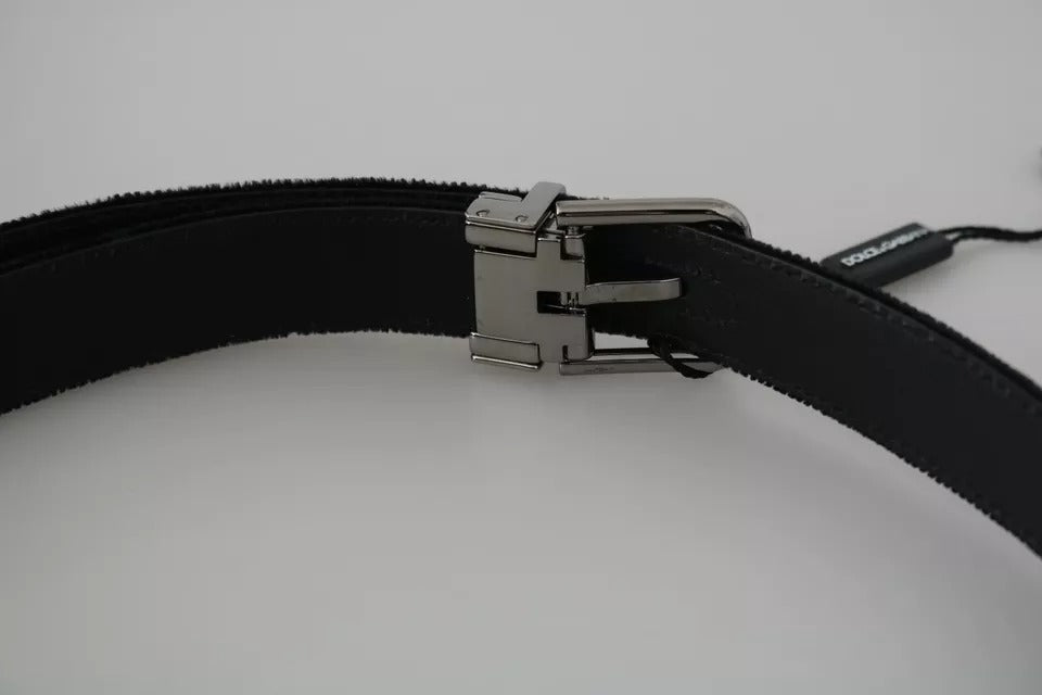 Ceinture Dolce & Gabbana en cuir velours noir avec boucle argentée
