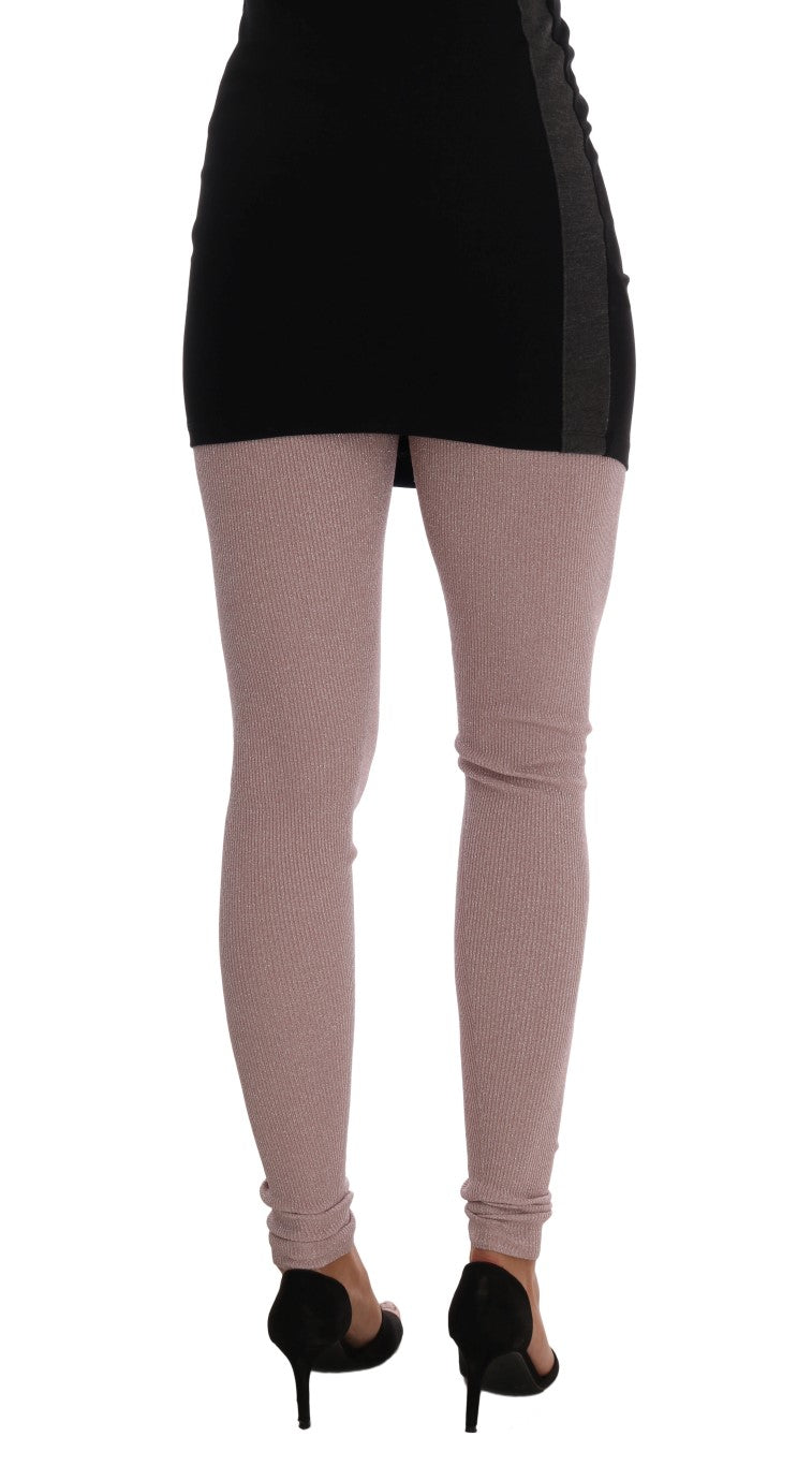 Dolce & Gabbana Elegante pantalón elástico rosa de cintura media