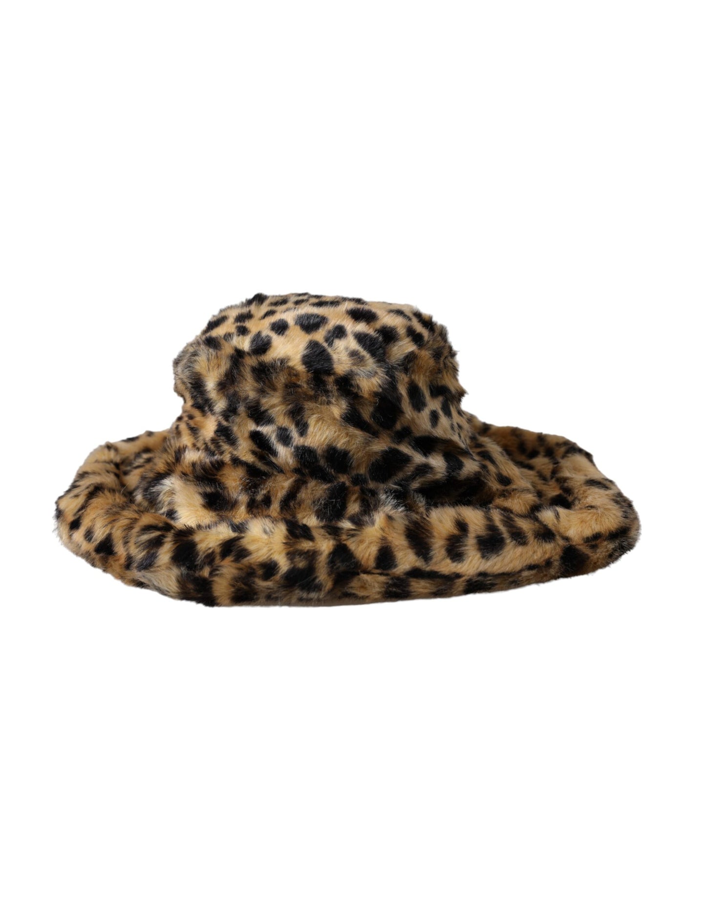 Dolce & Gabbana Sombrero de pescador de mujer de piel de leopardo marrón