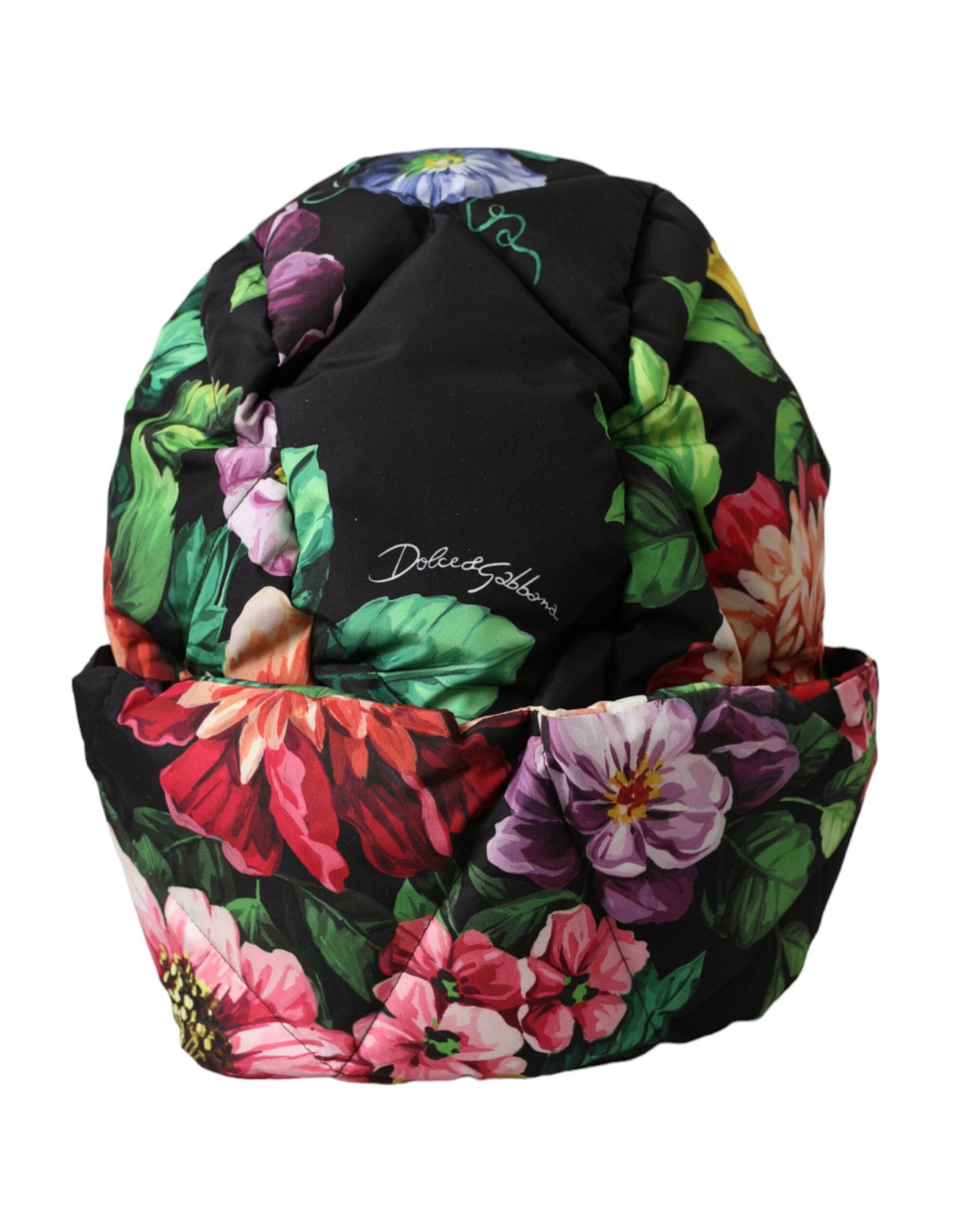 Dolce & Gabbana Gorro cruzado con estampado floral negro