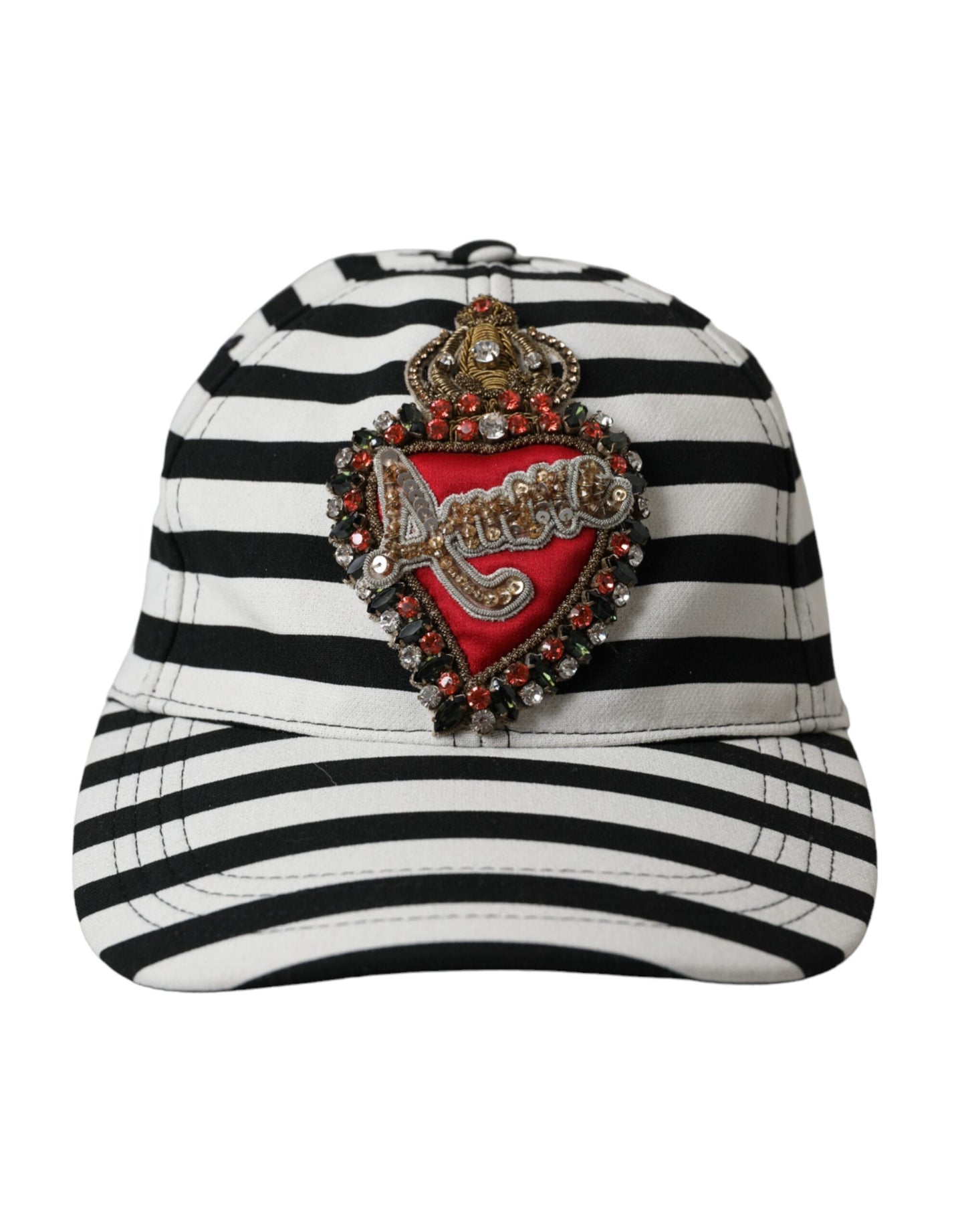 Dolce & Gabbana Gorra De Béisbol Con Aplique De Corazón Amore De Rayas Blancas Y Negras