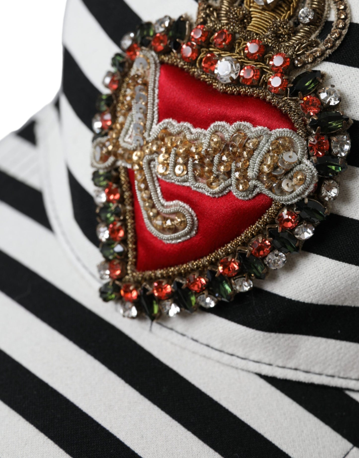 Dolce & Gabbana Gorra De Béisbol Con Aplique De Corazón Amore De Rayas Blancas Y Negras