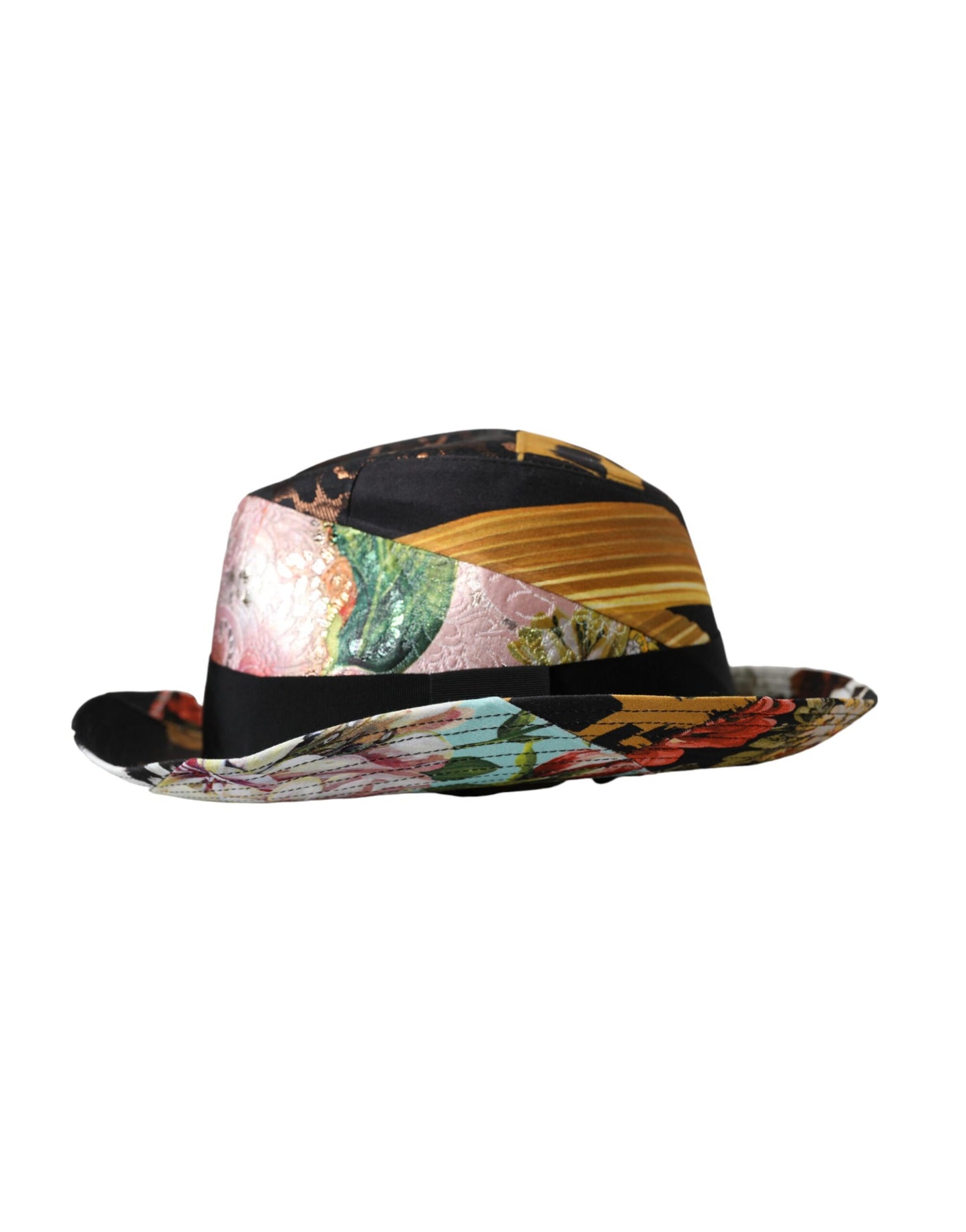 Dolce & Gabbana Sombrero Fedora de ala ancha con patchwork multicolor para mujer