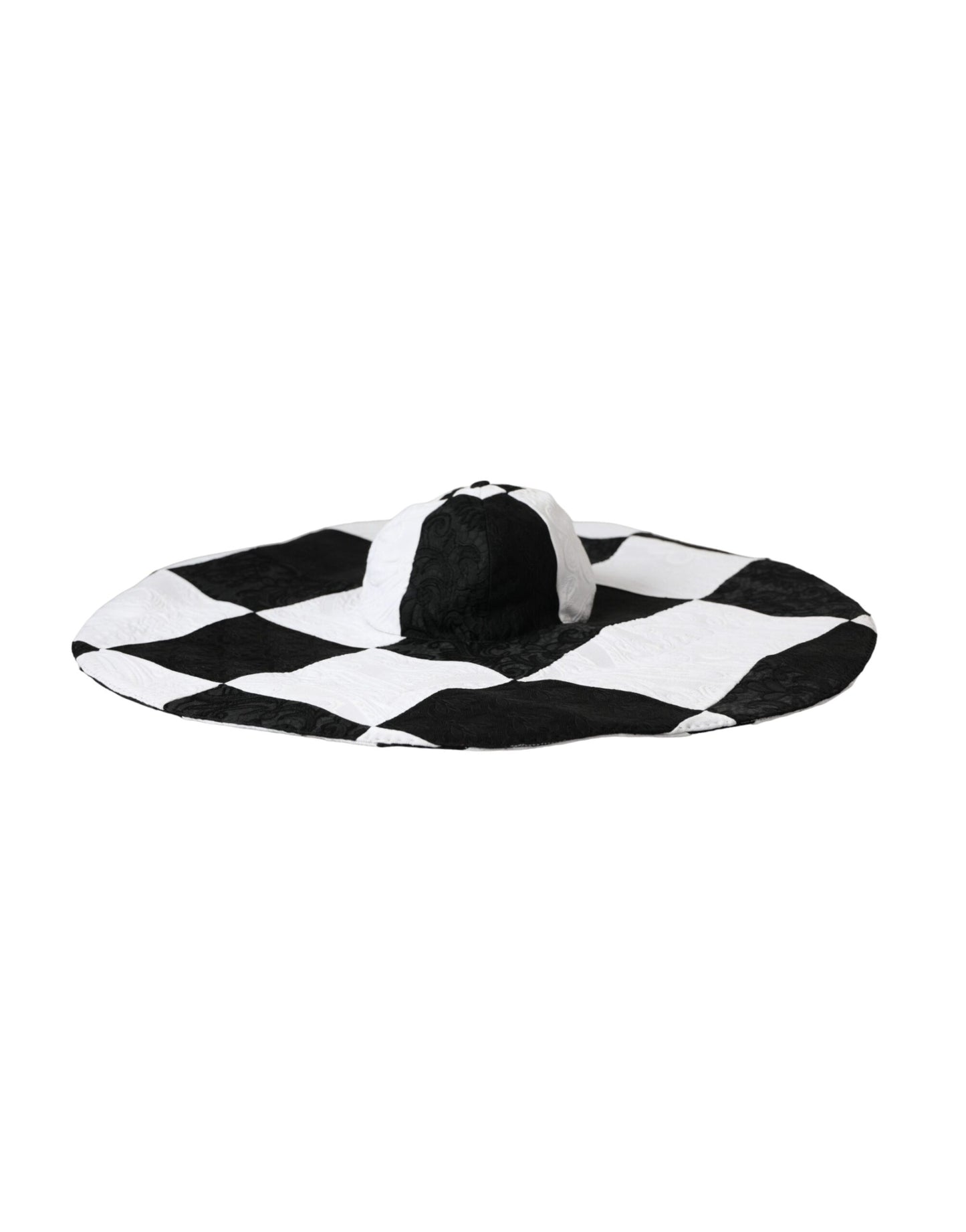 Dolce & Gabbana Sombrero flexible de ala ancha a cuadros blanco y negro
