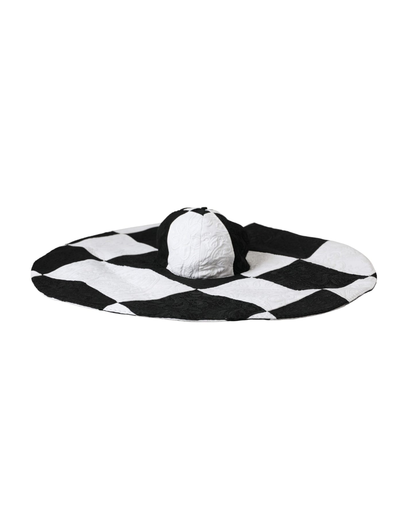 Dolce & Gabbana Sombrero flexible de ala ancha a cuadros blanco y negro