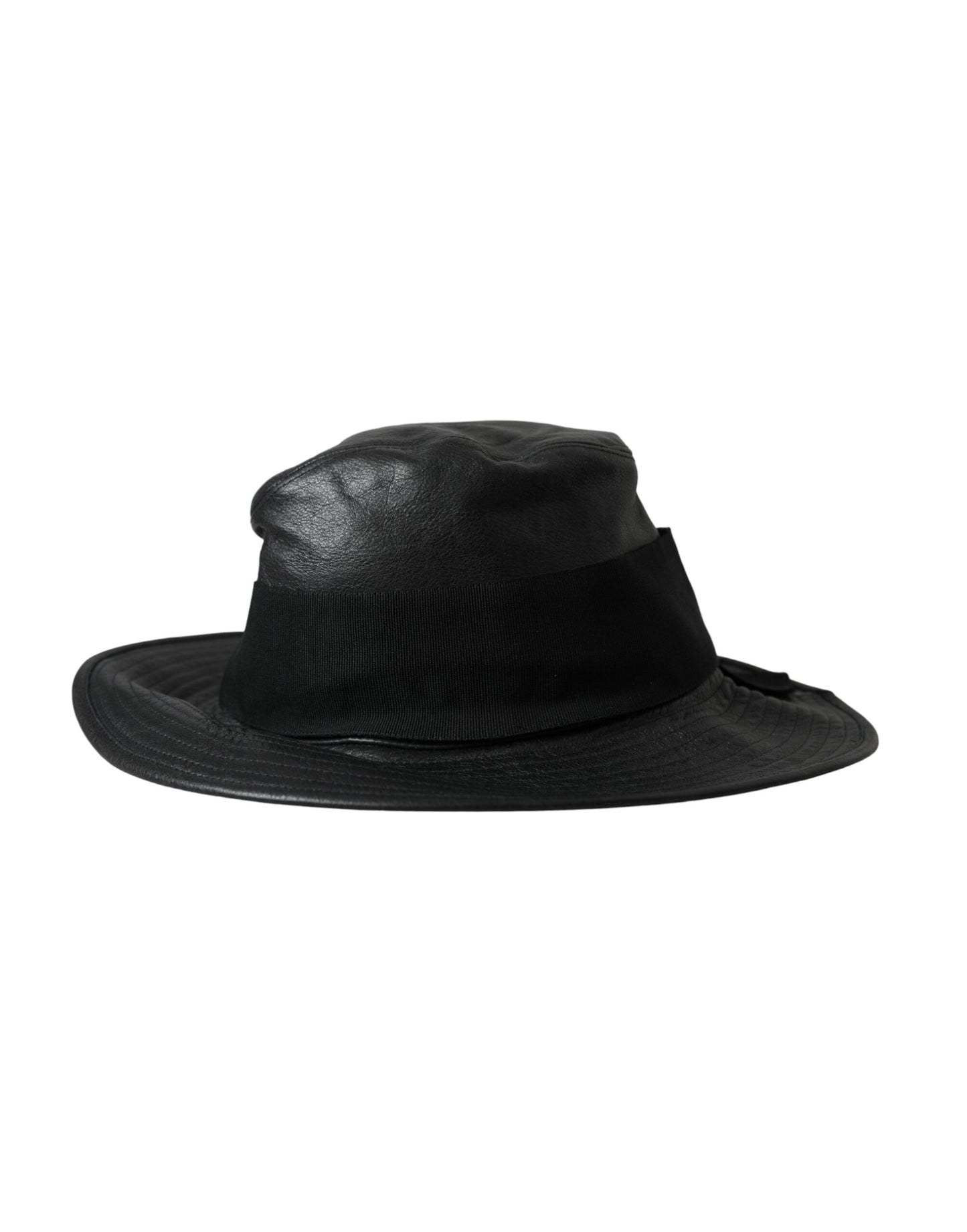 Dolce & Gabbana Sombrero de ala ancha con cristales DG Coin de cuero negro