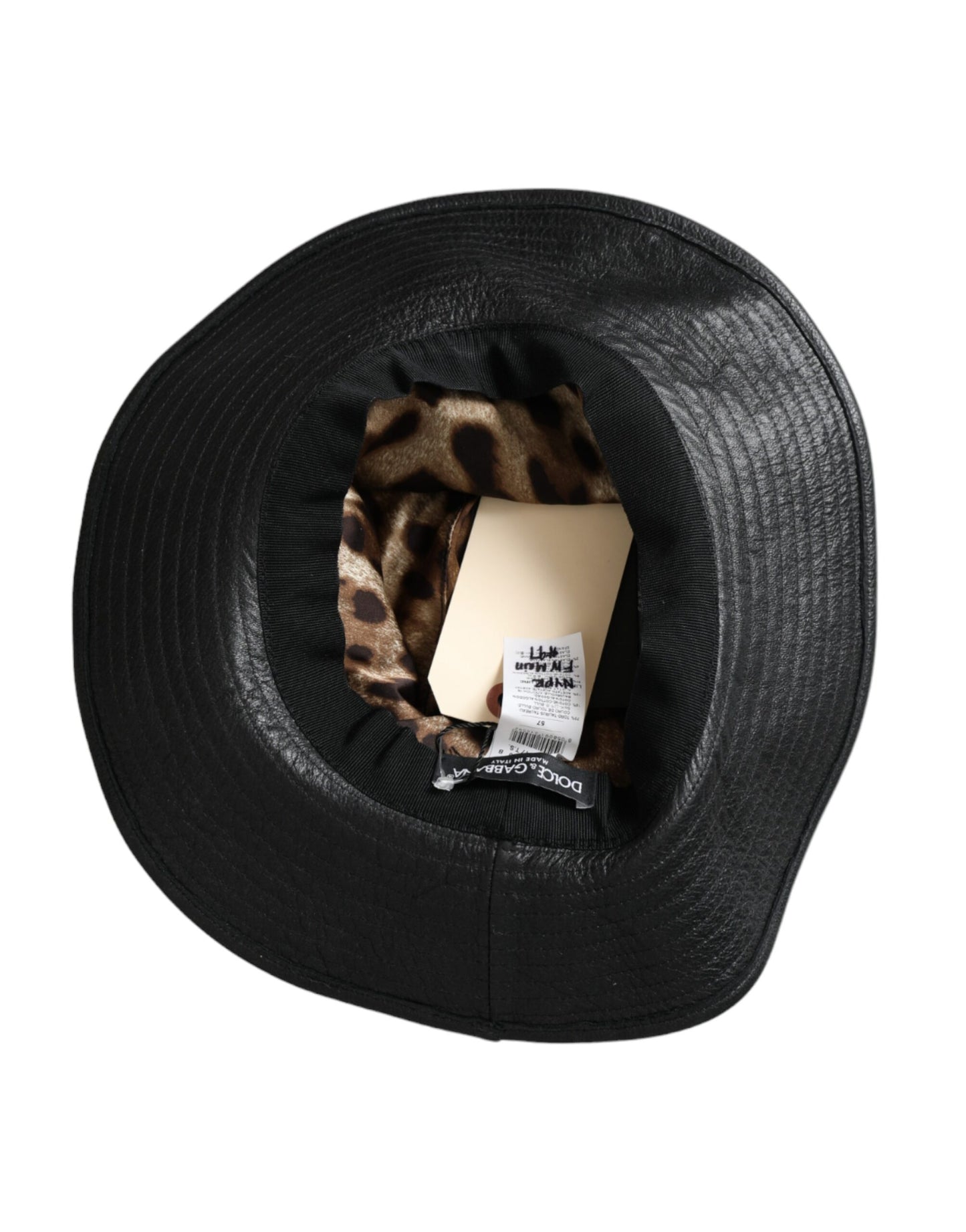 Dolce & Gabbana Sombrero de ala ancha con cristales DG Coin de cuero negro