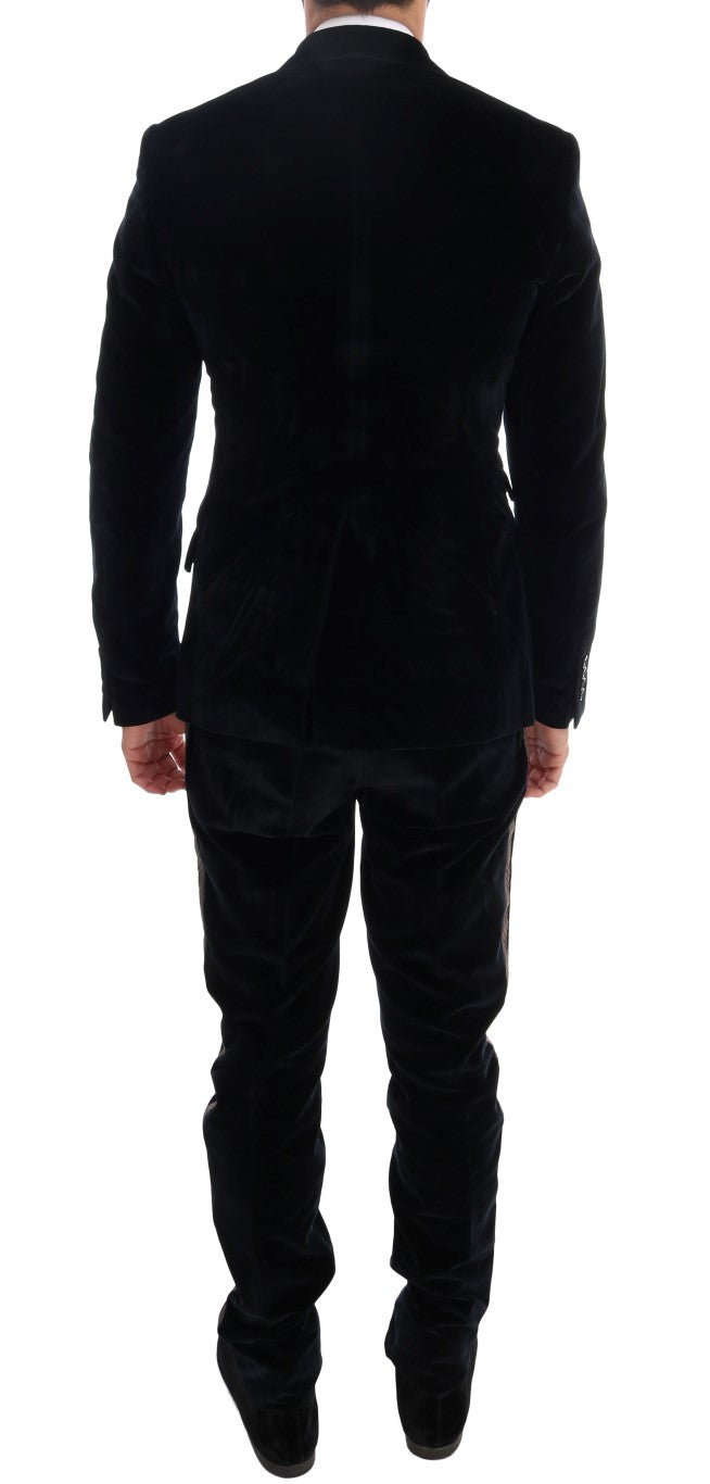 Dolce & Gabbana Elegante traje azul de corte slim de tres piezas