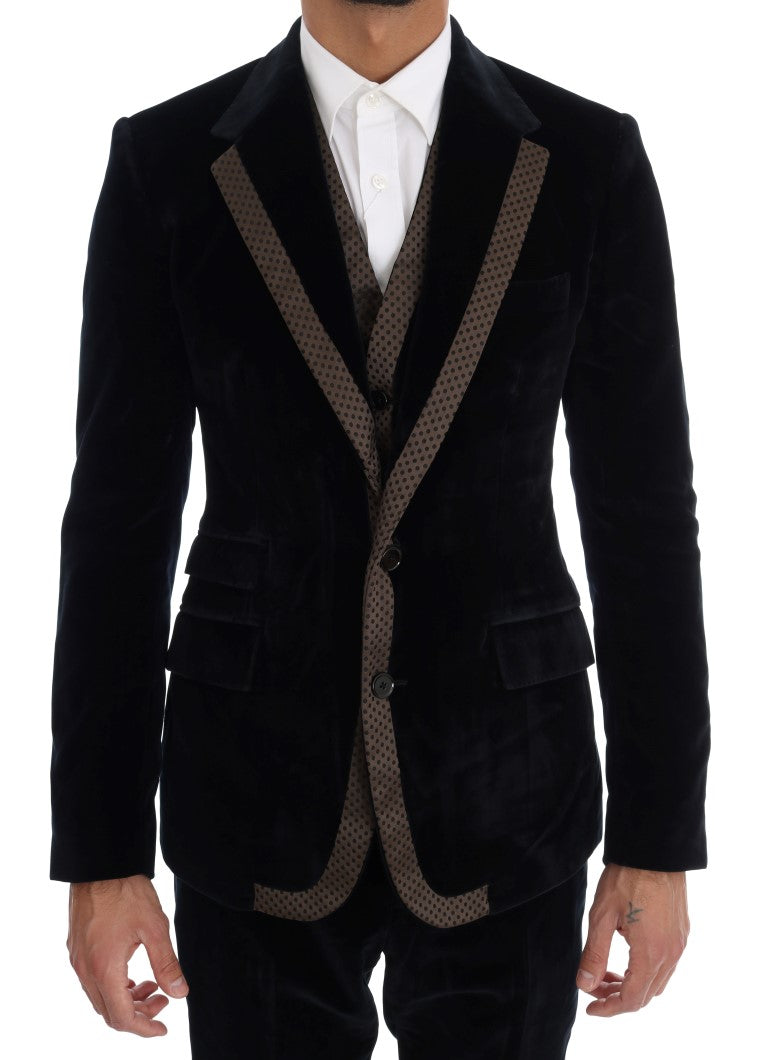 Dolce & Gabbana Elegante traje azul de corte slim de tres piezas