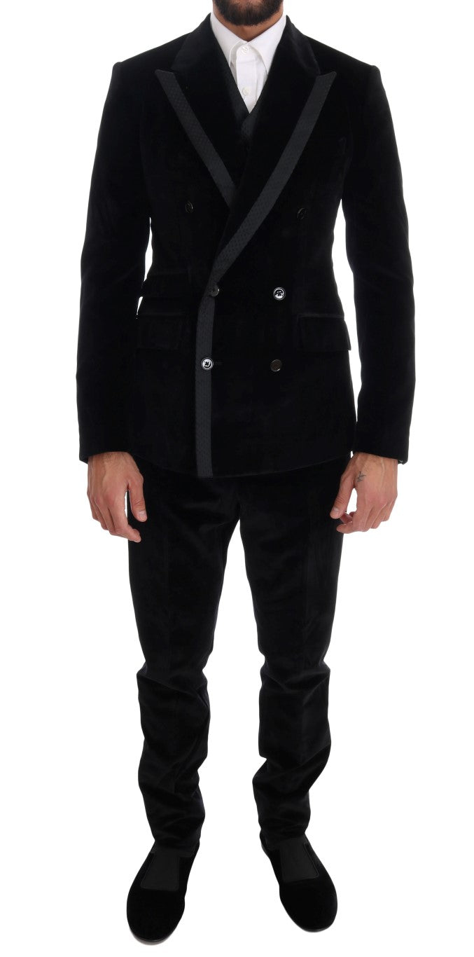 Dolce & Gabbana Elegante traje negro de tres piezas de corte slim