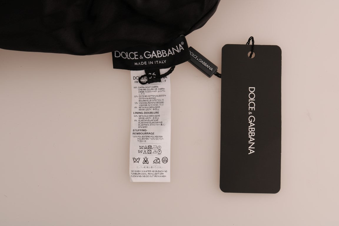 Dolce & Gabbana Jersey de pelo negro con brocado floral