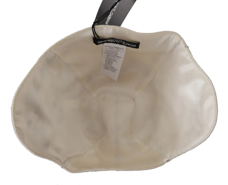 Dolce & Gabbana Sombrero con broche de camafeo bordado de lana blanco y negro
