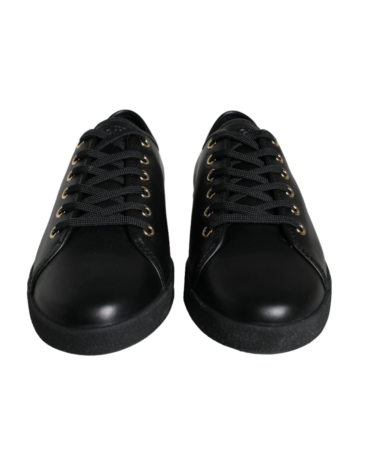 Dolce & Gabbana Zapatos deportivos clásicos de cuero negro dorado