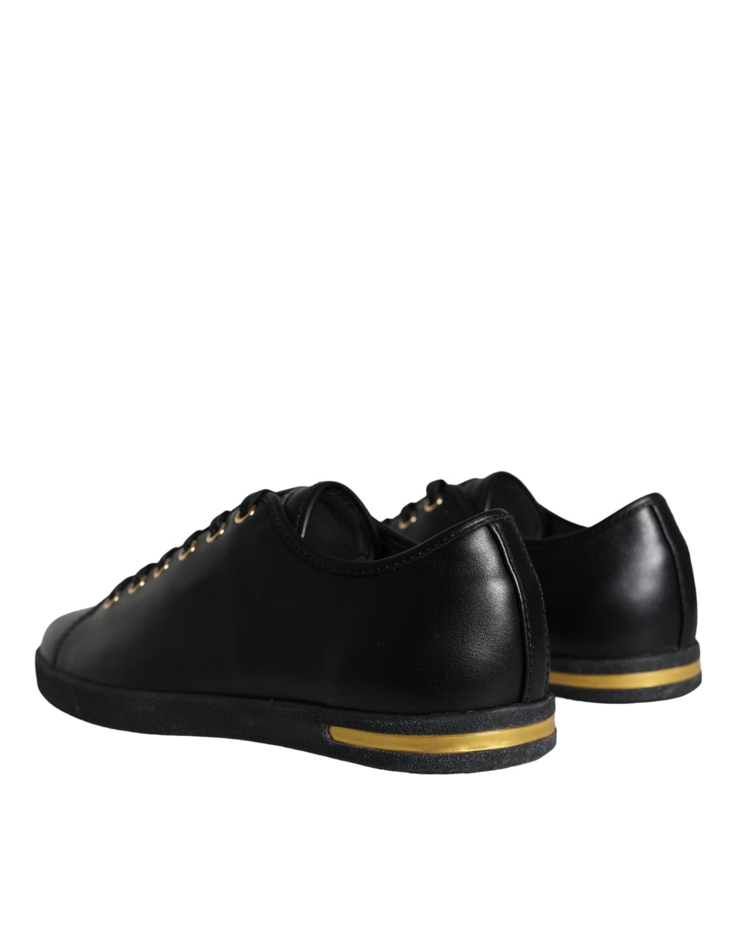 Dolce & Gabbana Zapatos deportivos clásicos de cuero negro dorado