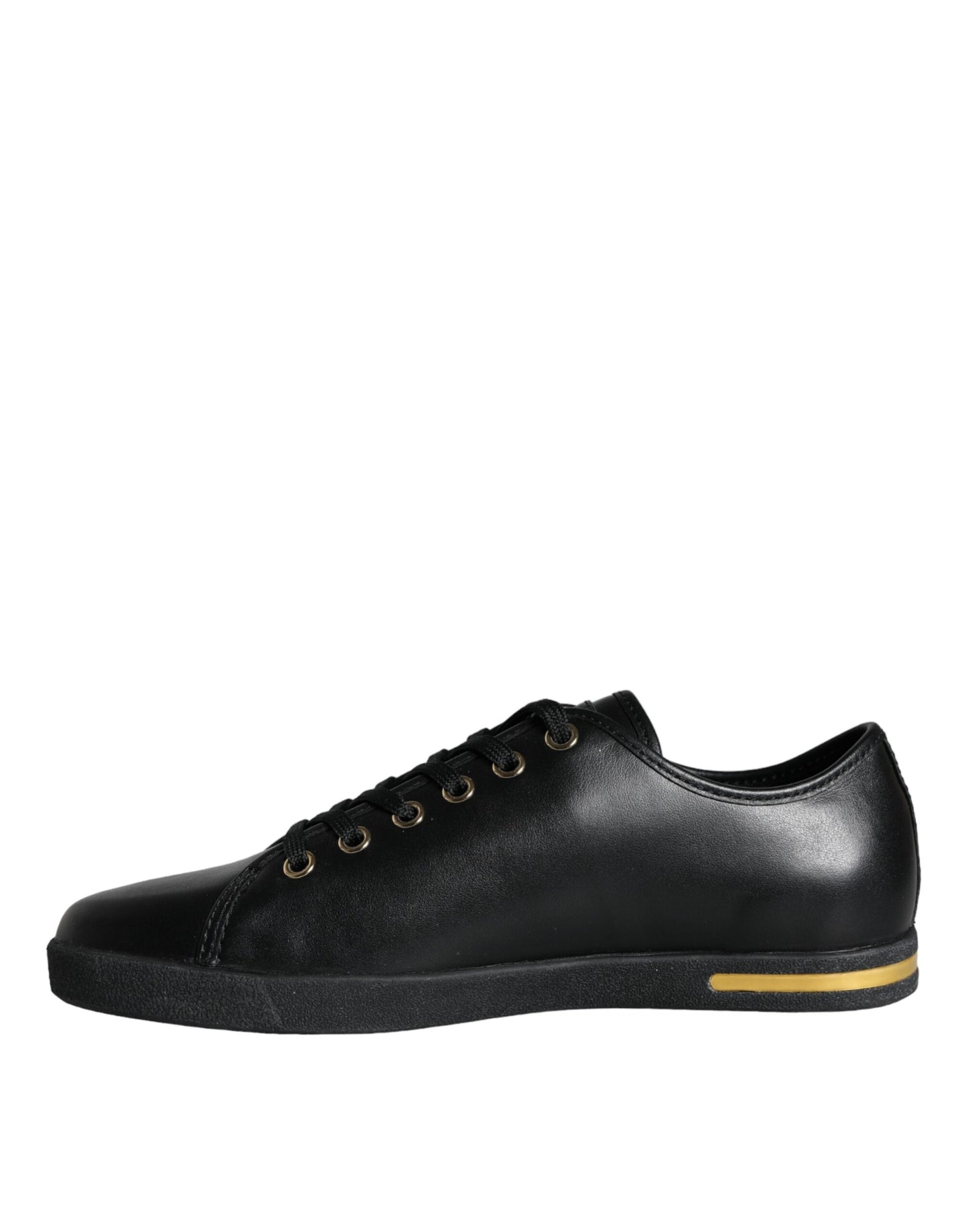 Dolce & Gabbana Zapatos deportivos clásicos de cuero negro dorado