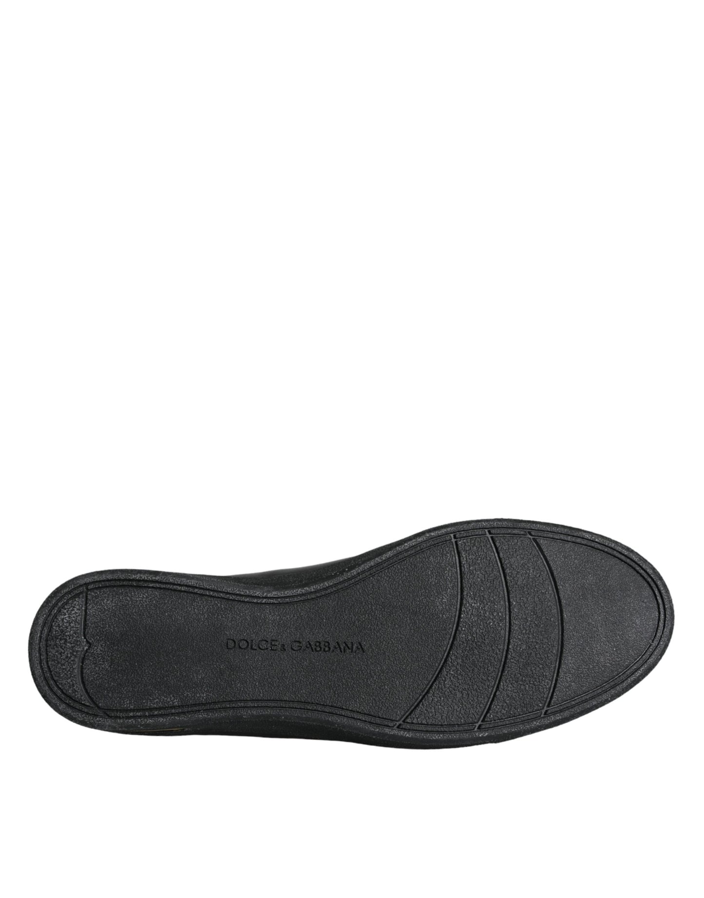 Dolce & Gabbana Zapatos deportivos clásicos de cuero negro dorado