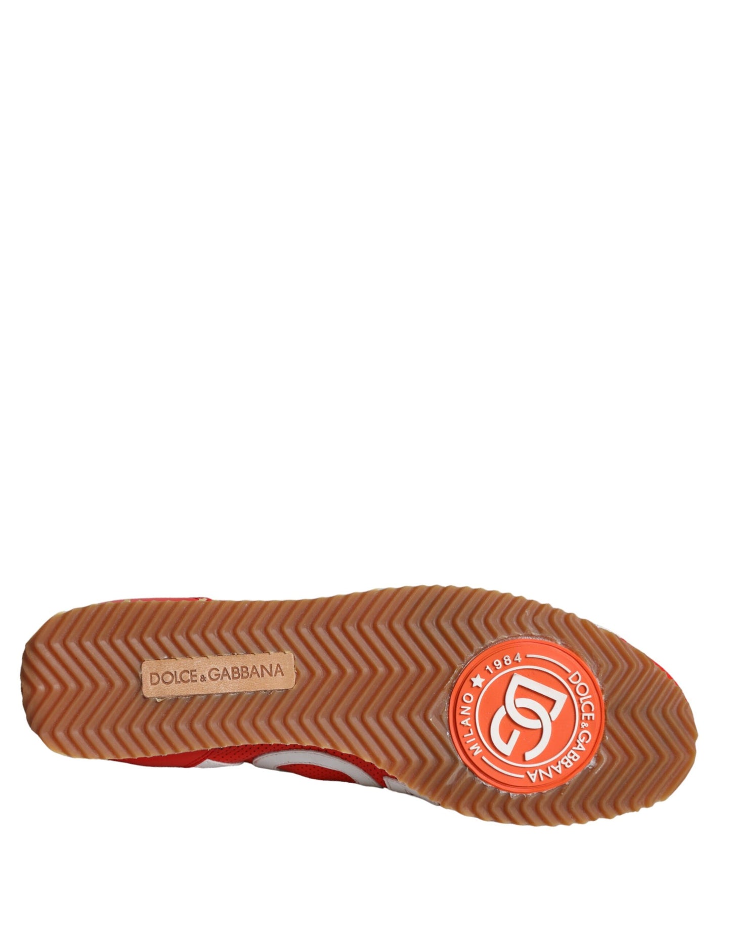 Dolce & Gabbana Zapatos deportivos casuales con logo de cuero rojo y blanco