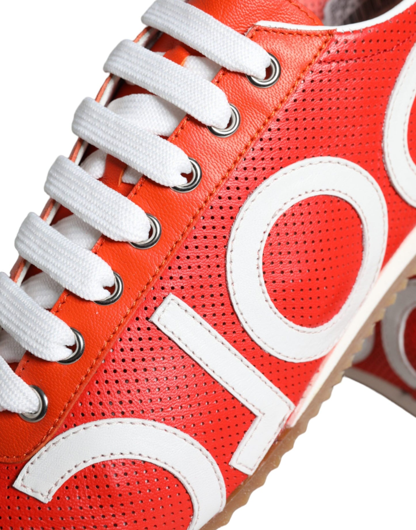 Dolce & Gabbana Zapatos deportivos casuales con logo de cuero rojo y blanco