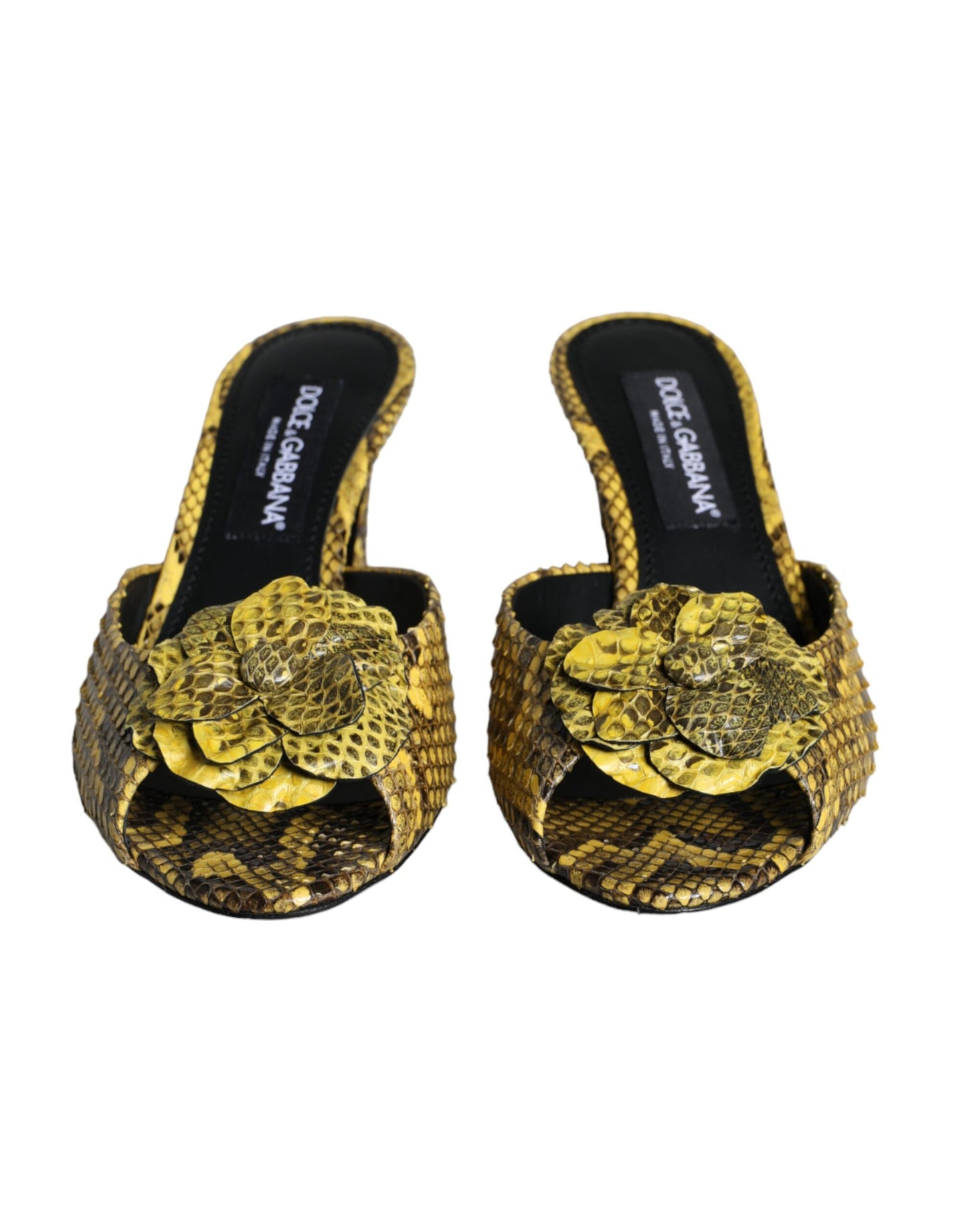 Dolce & Gabbana Zapatos tipo chanclas con tacón en bloque de cuero amarillo