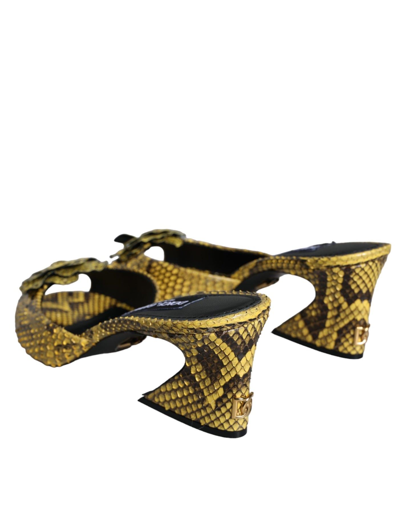 Dolce & Gabbana Zapatos tipo chanclas con tacón en bloque de cuero amarillo