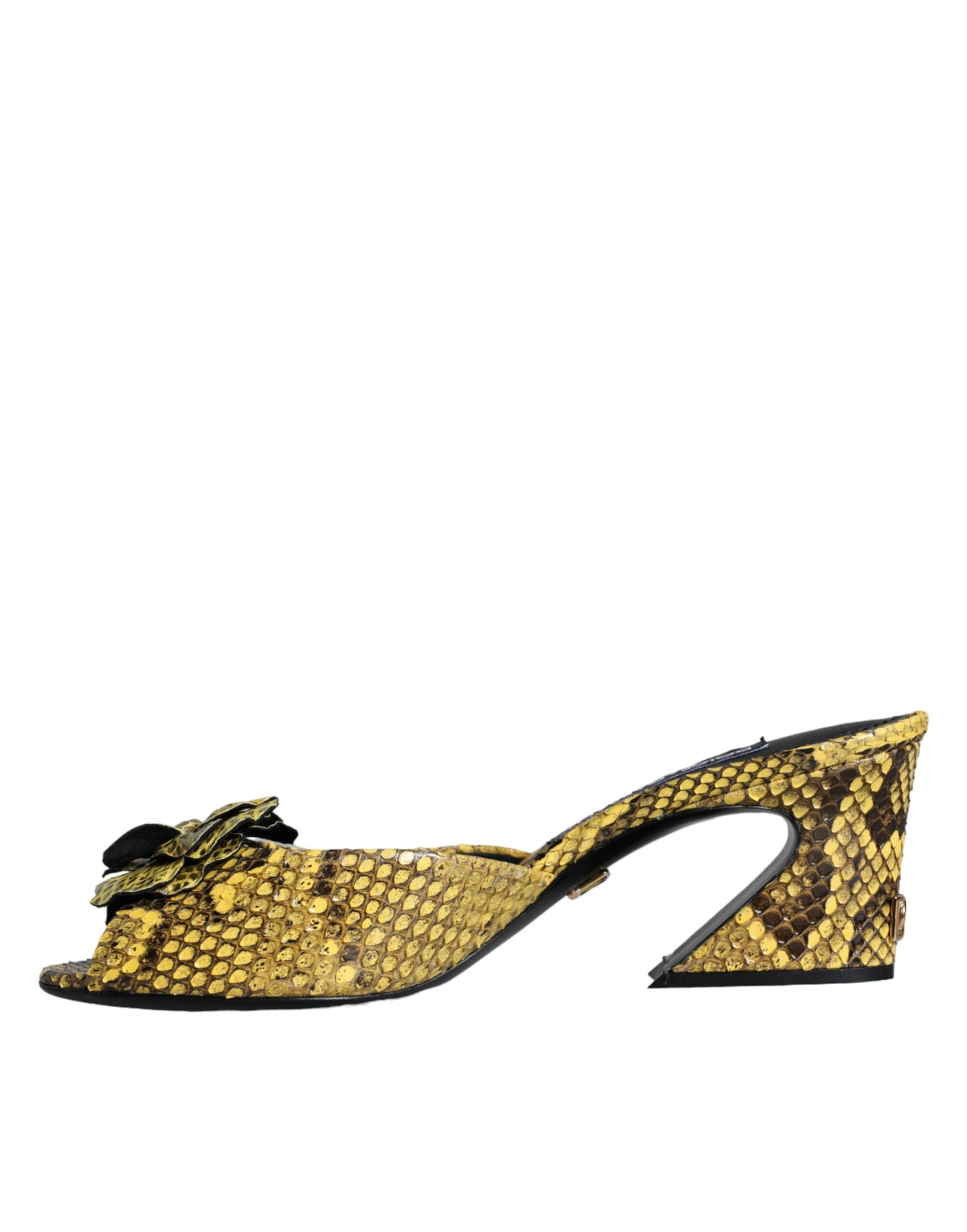 Dolce & Gabbana Zapatos tipo chanclas con tacón en bloque de cuero amarillo