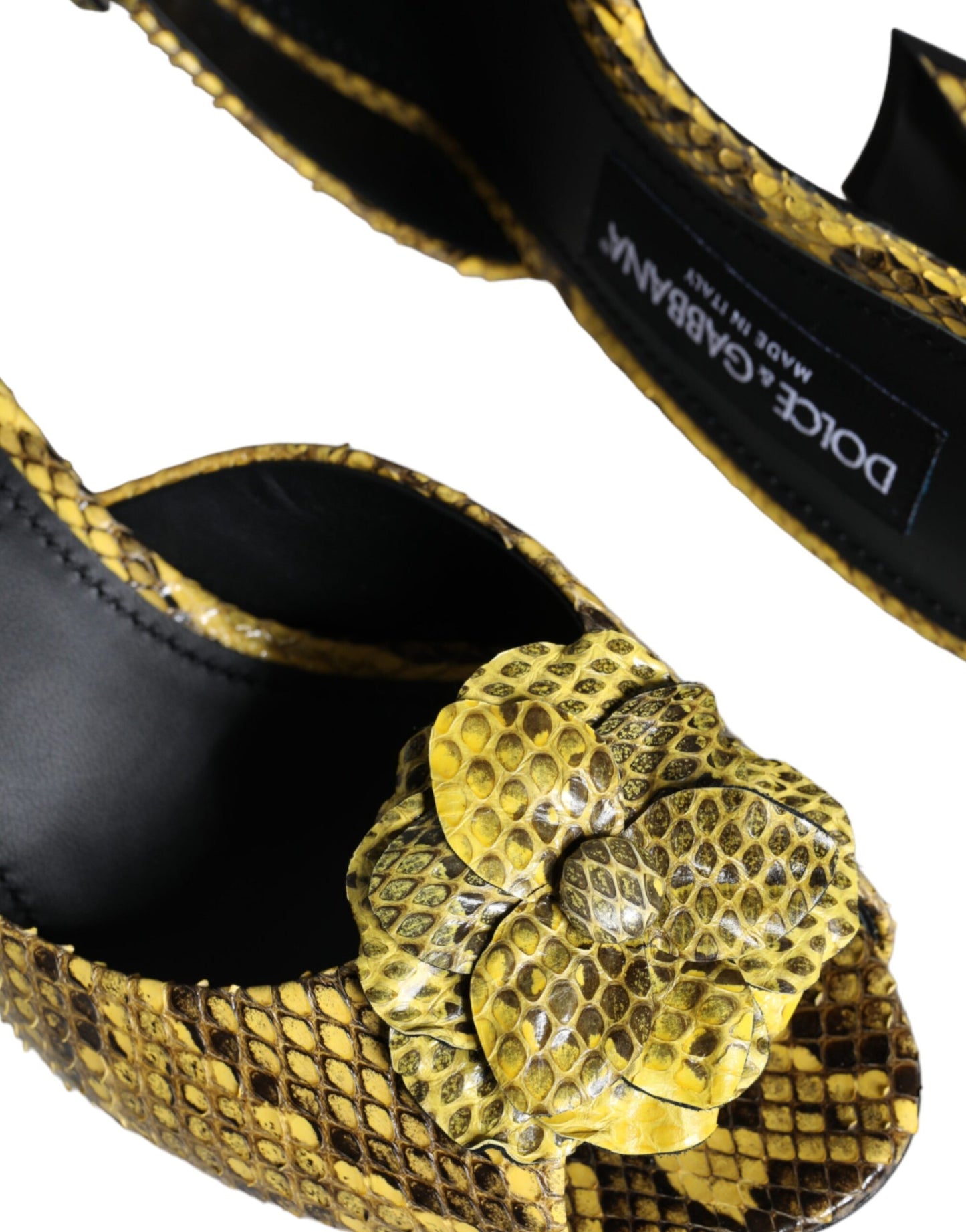 Dolce & Gabbana Zapatos tipo chanclas con tacón en bloque de cuero amarillo