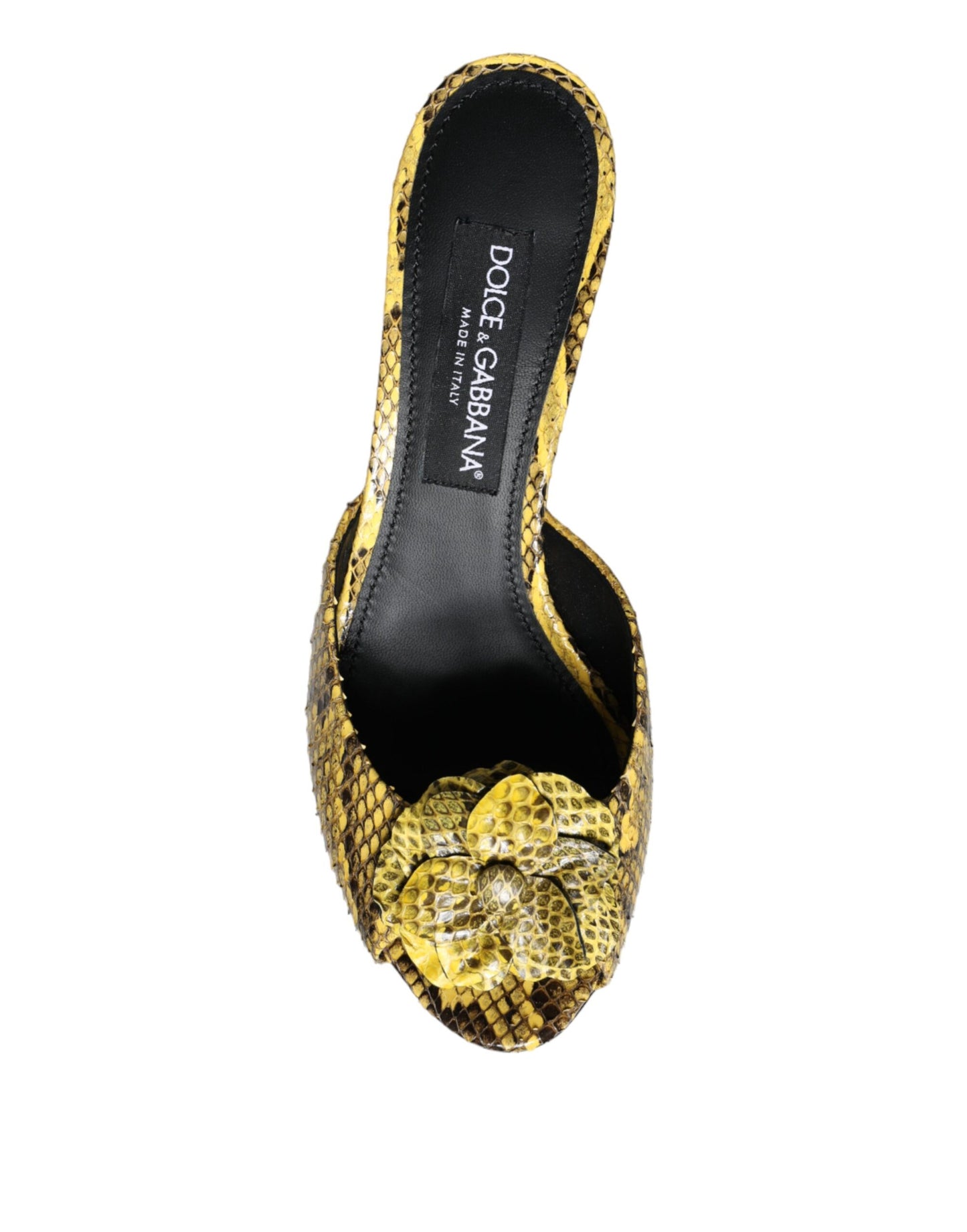 Dolce & Gabbana Zapatos tipo chanclas con tacón en bloque de cuero amarillo
