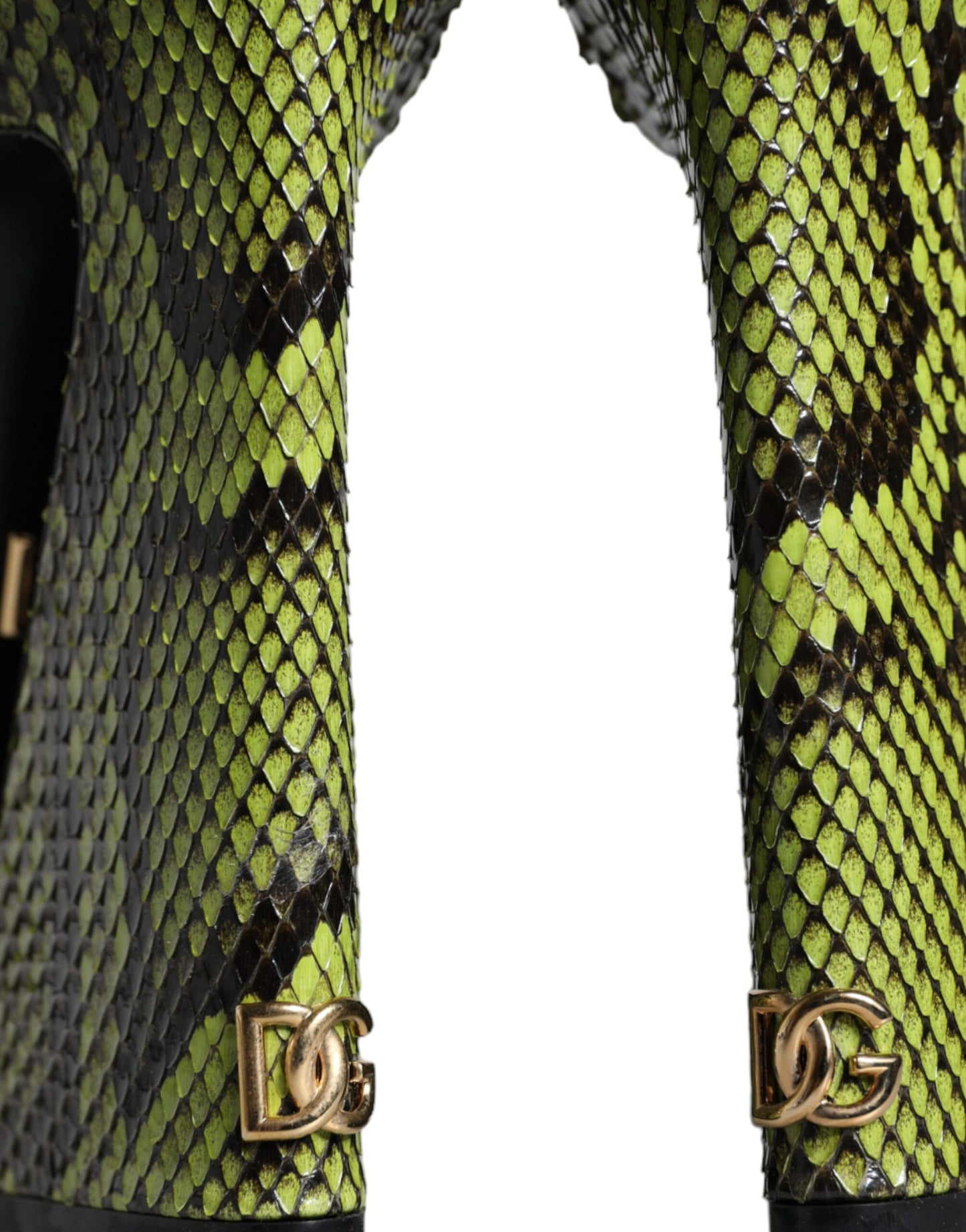 Dolce & Gabbana Sandalias de tacón con correa al tobillo de cuero exótico verde Zapatos